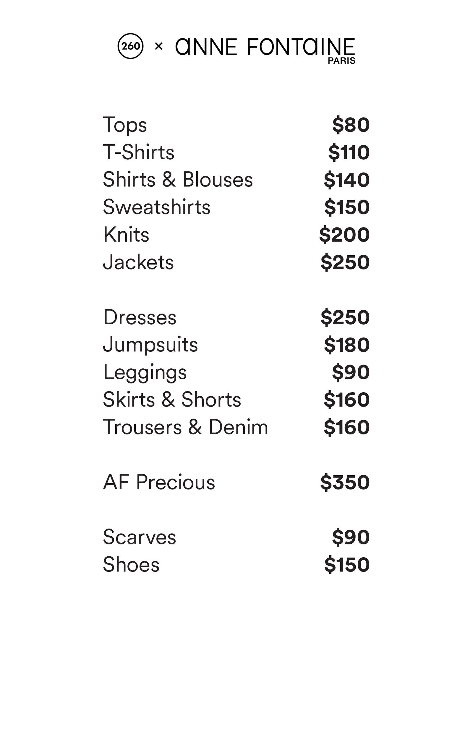 Price list