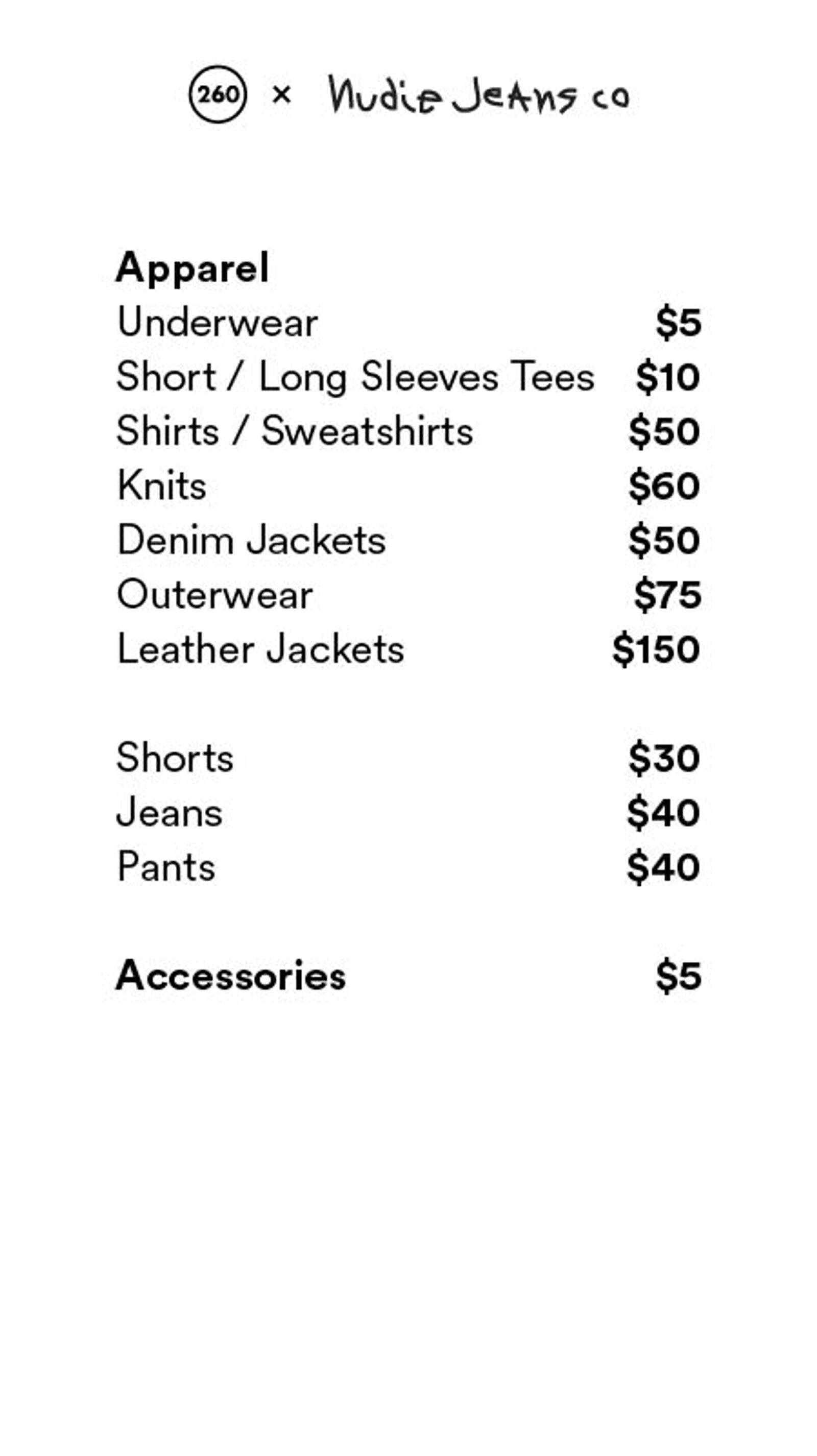 Price list