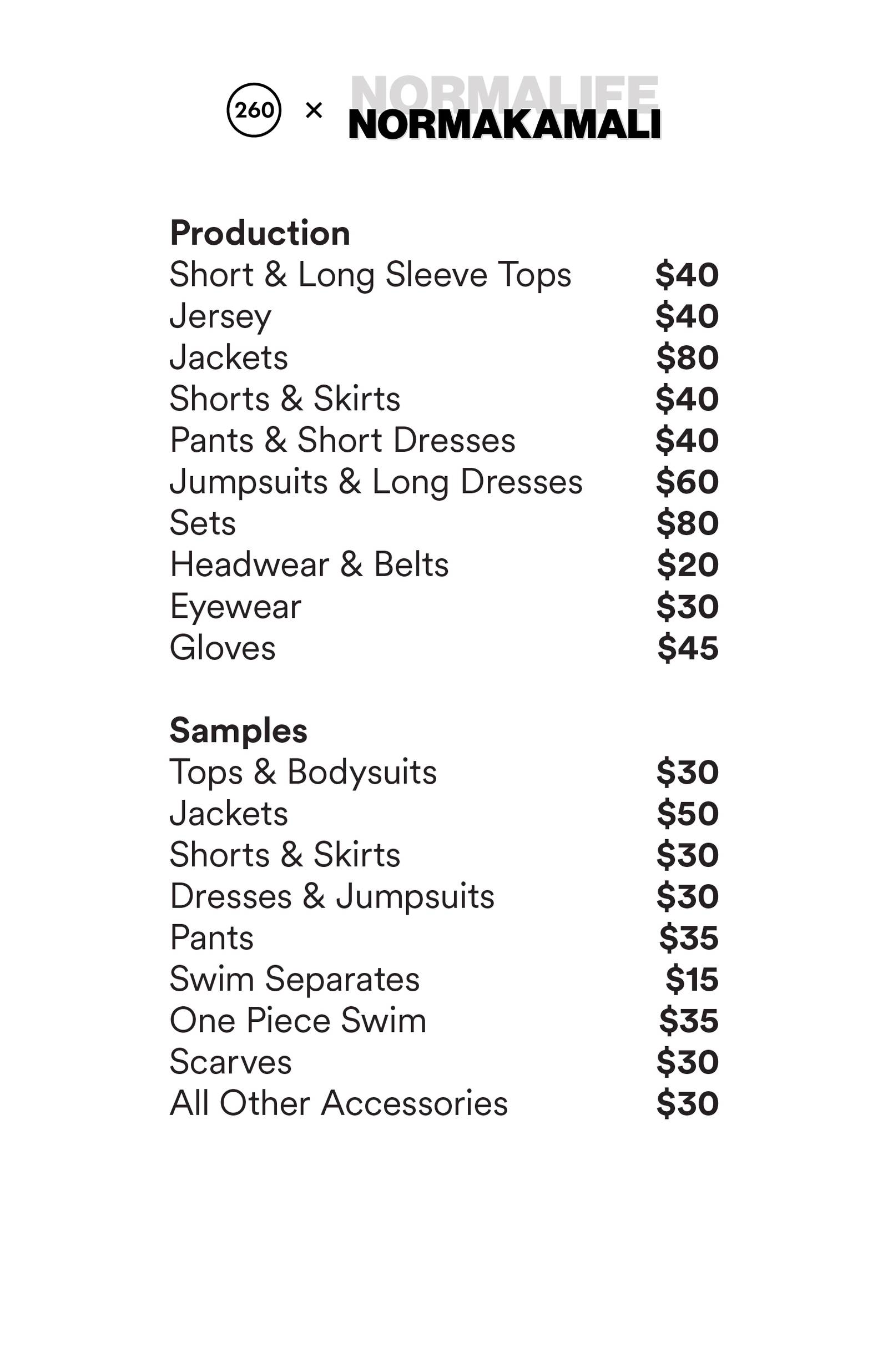 Price list