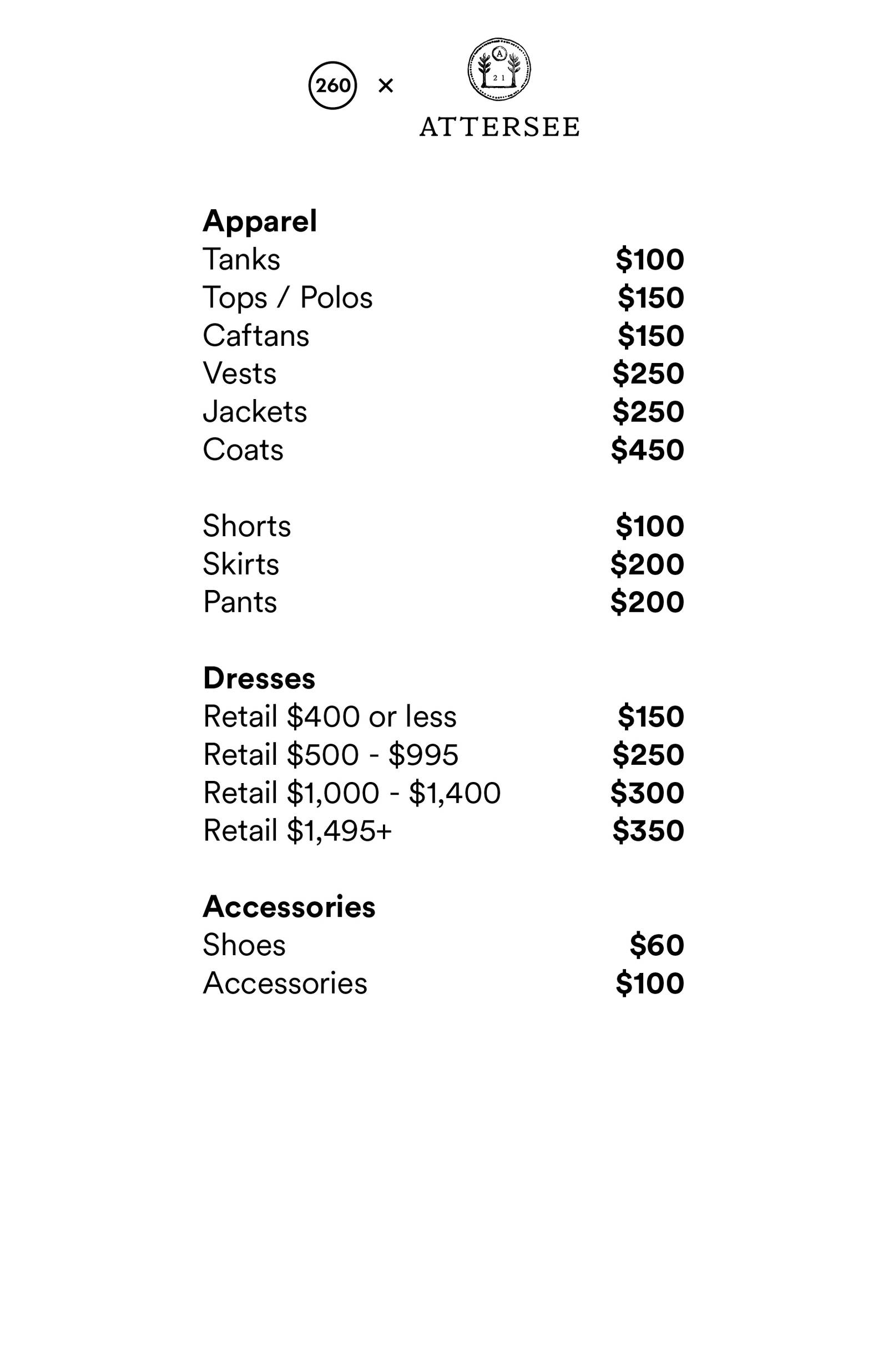 Price list