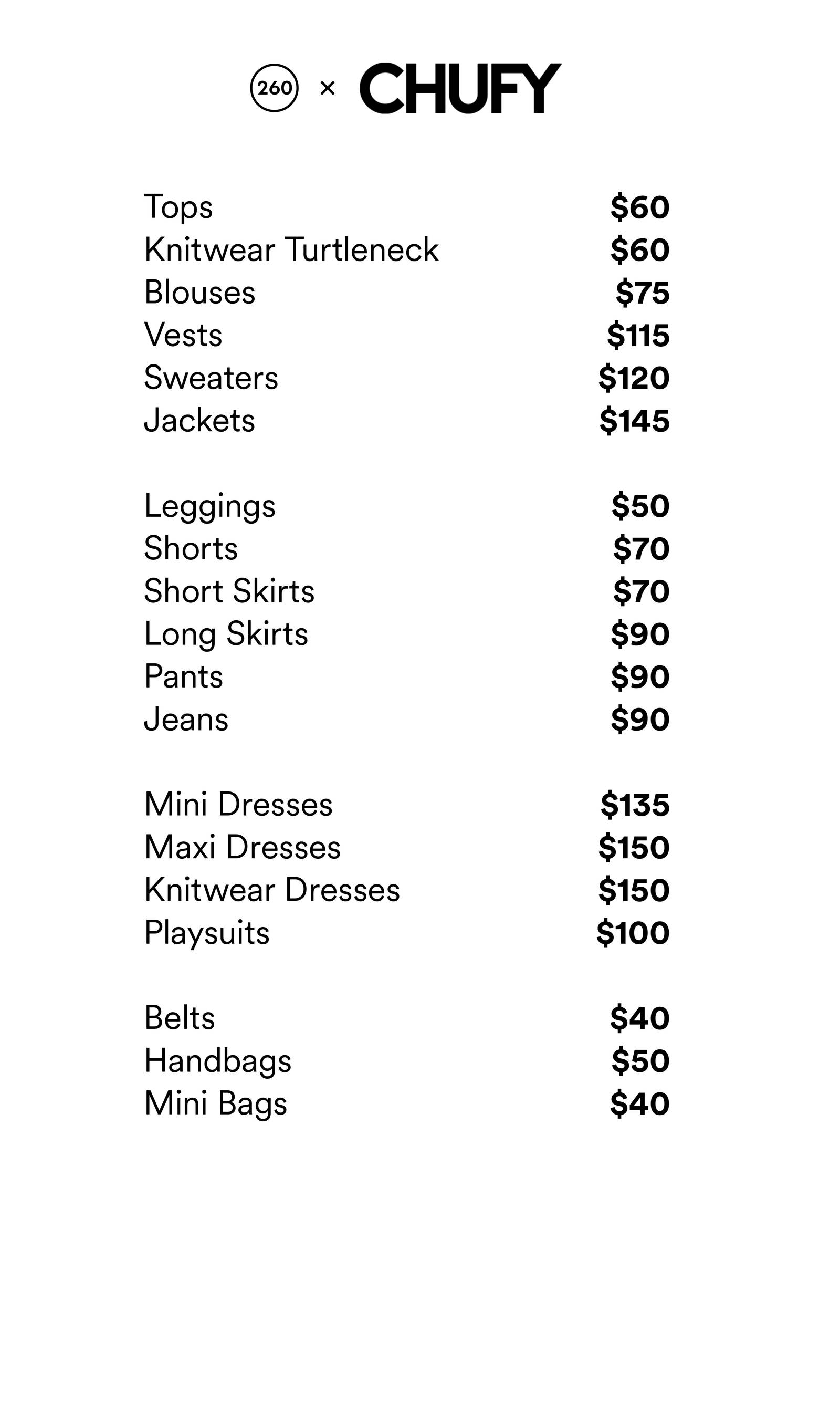 Price list