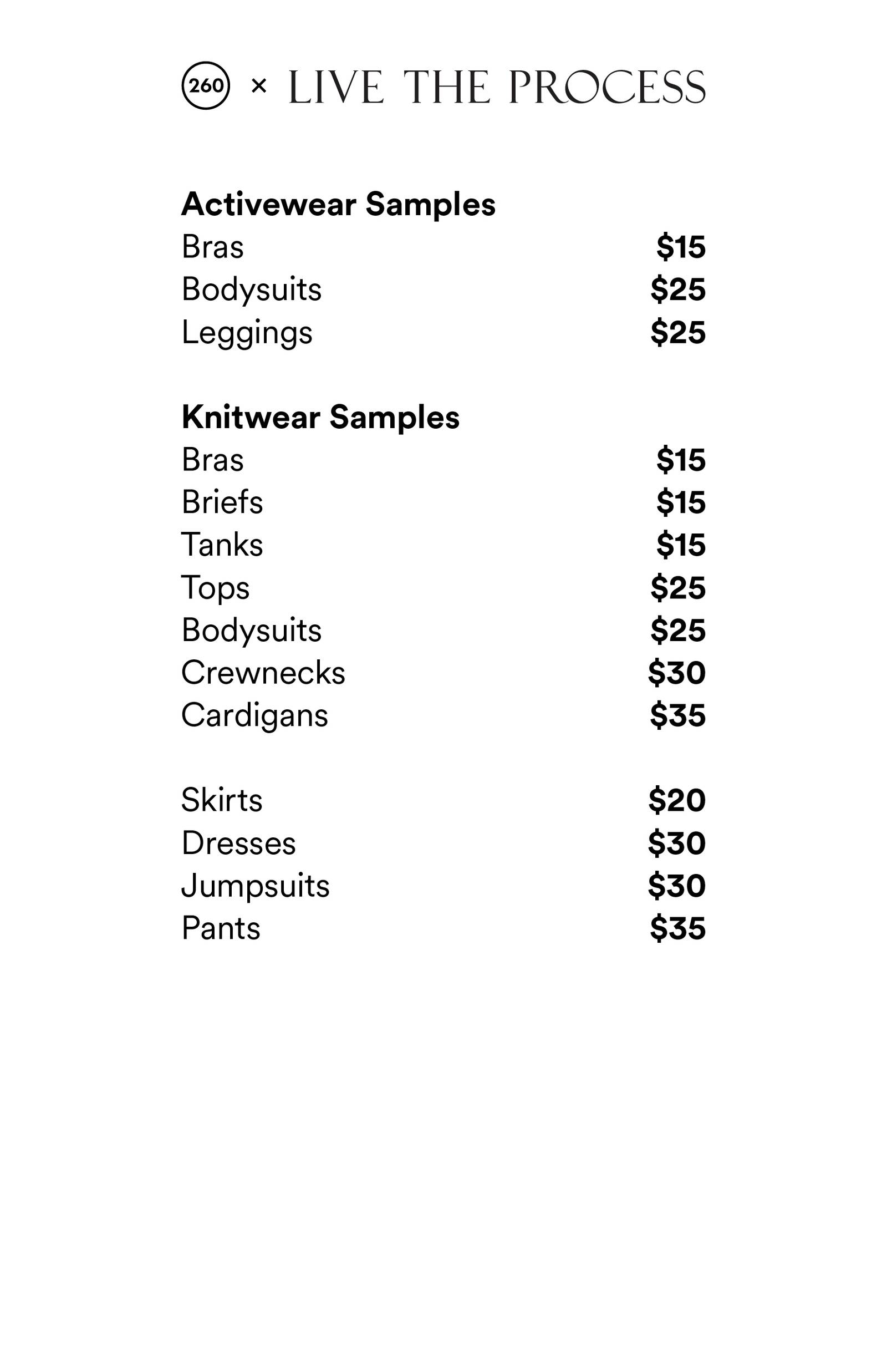 Price list