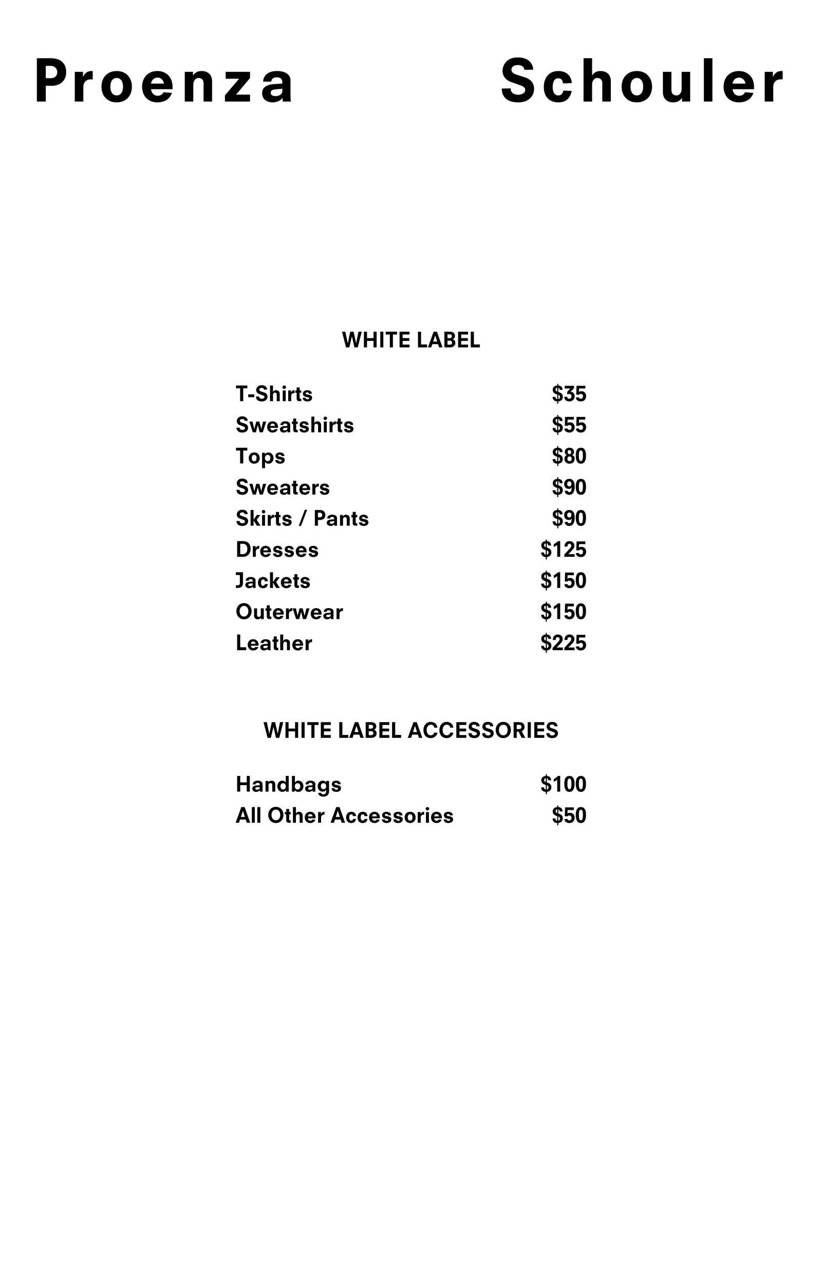 Price list