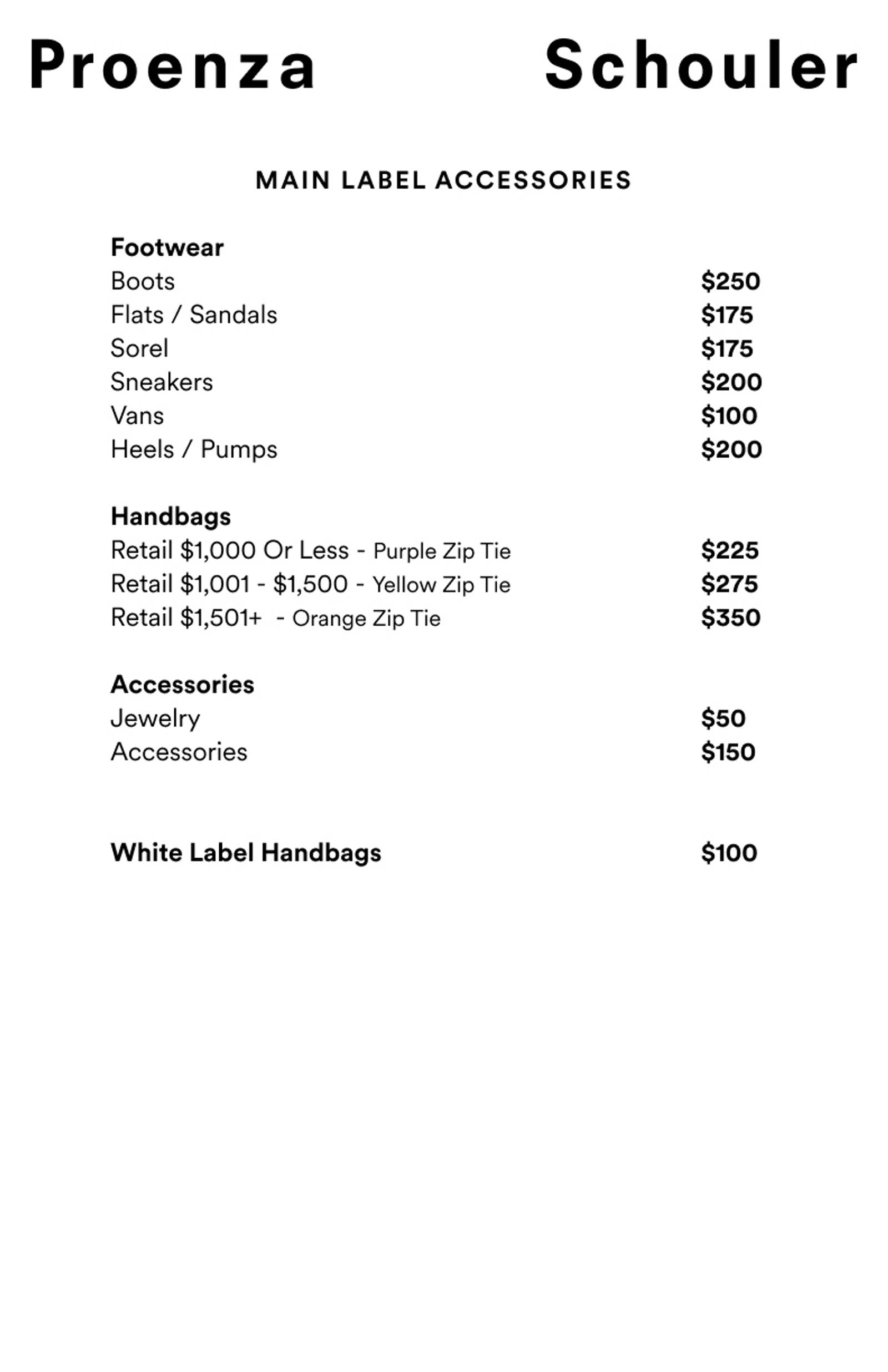 Price list