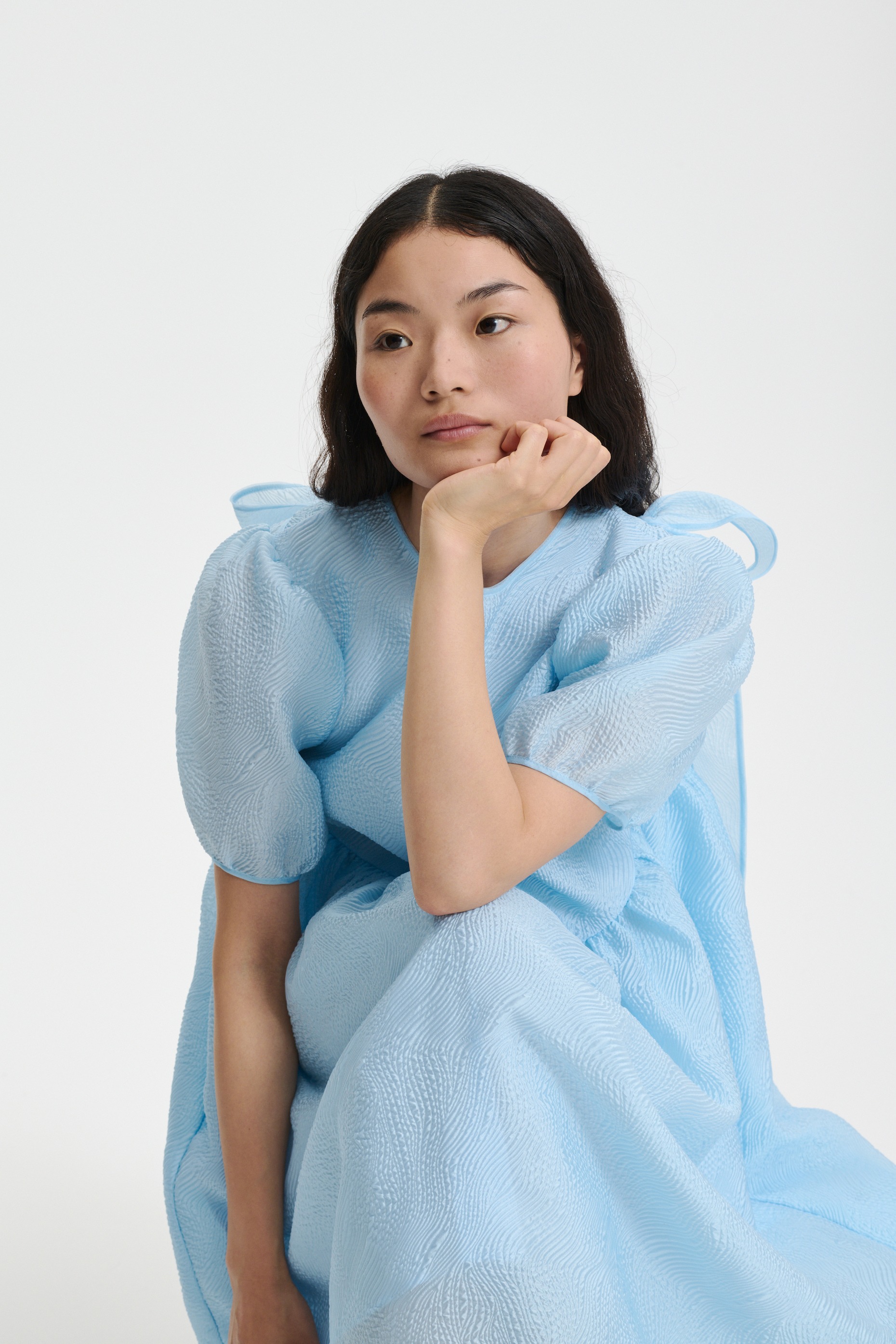 【Cecilie Bahnsen】BERNADETTE DRESS BERNADETTE | DRESS KAZE MATELASSE LIGHT BLUE