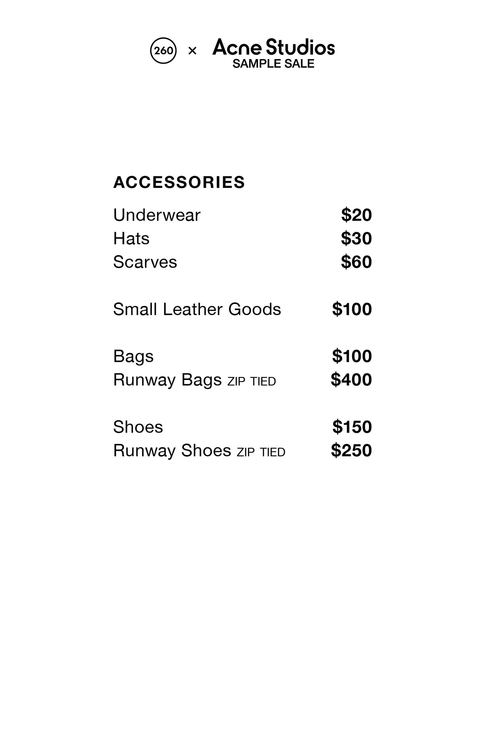 Price list