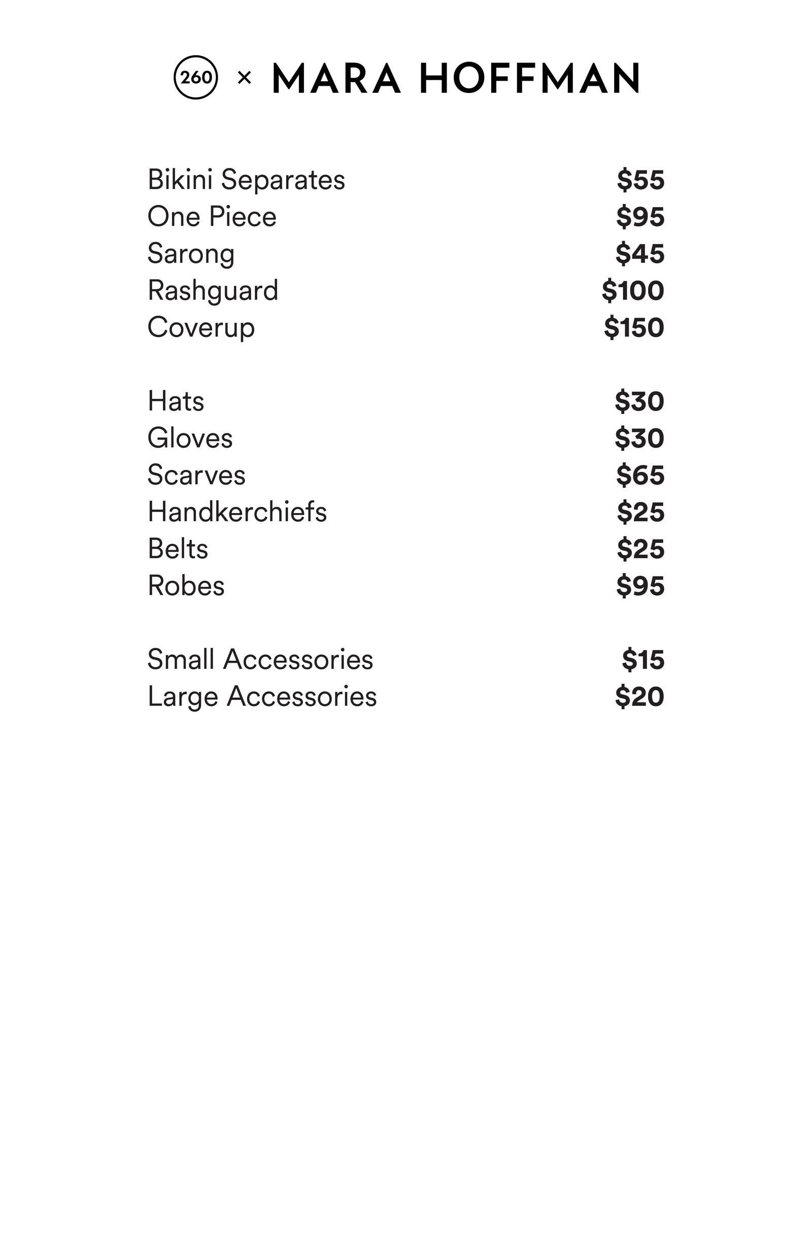 Price list