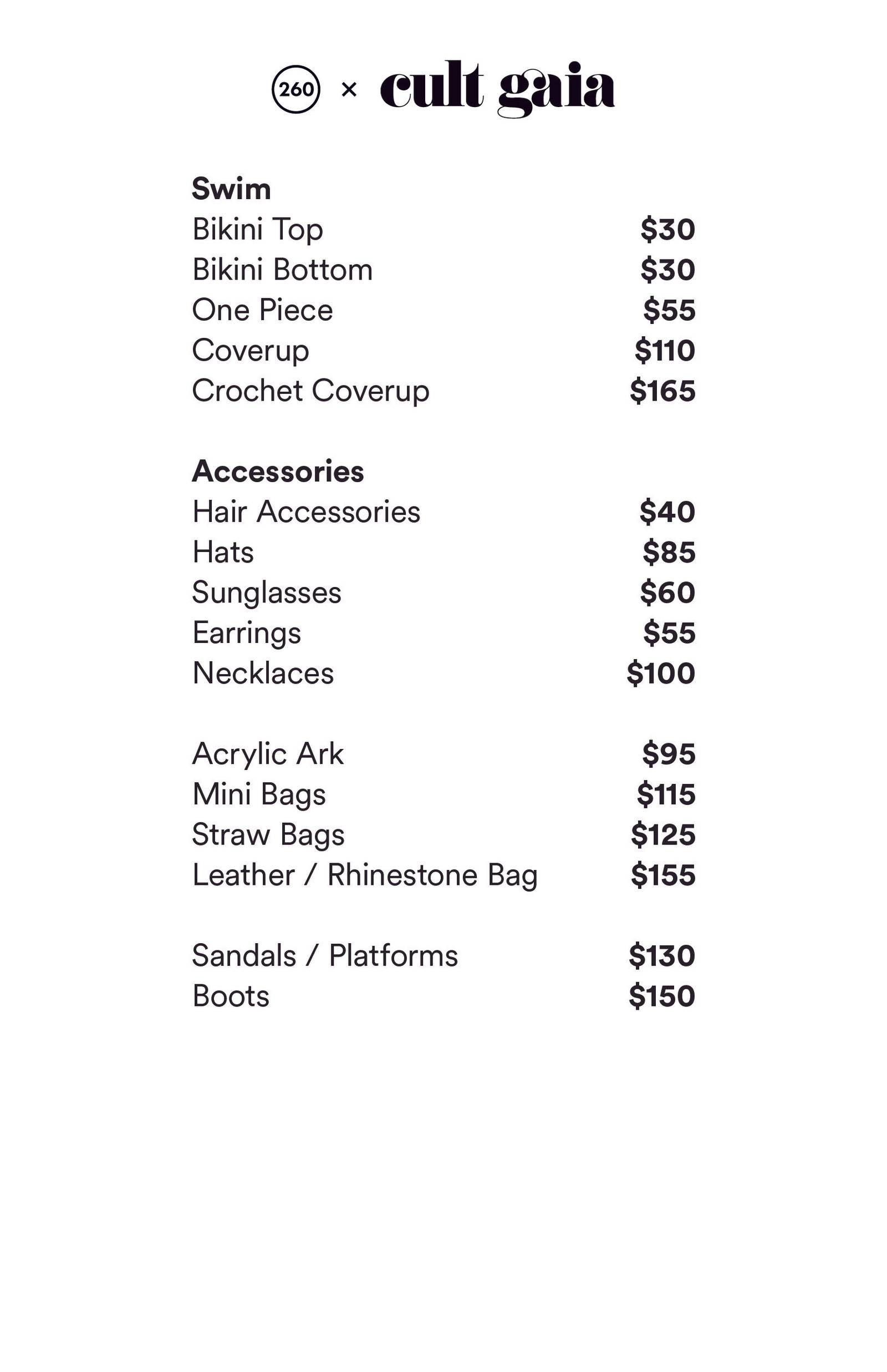 Price list