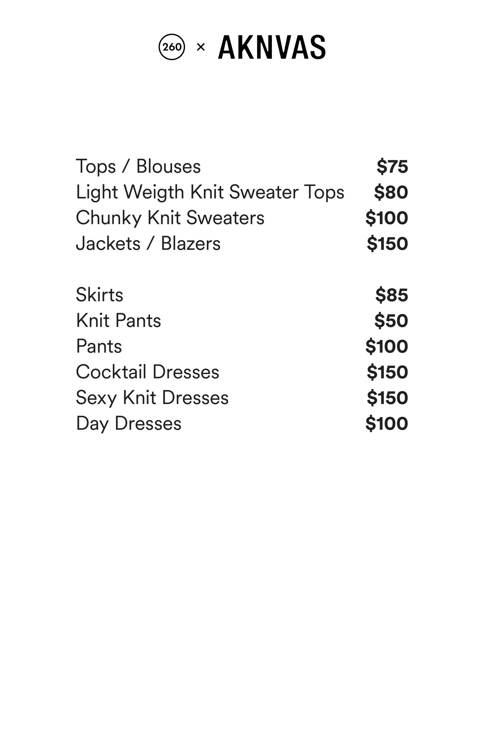 Price list