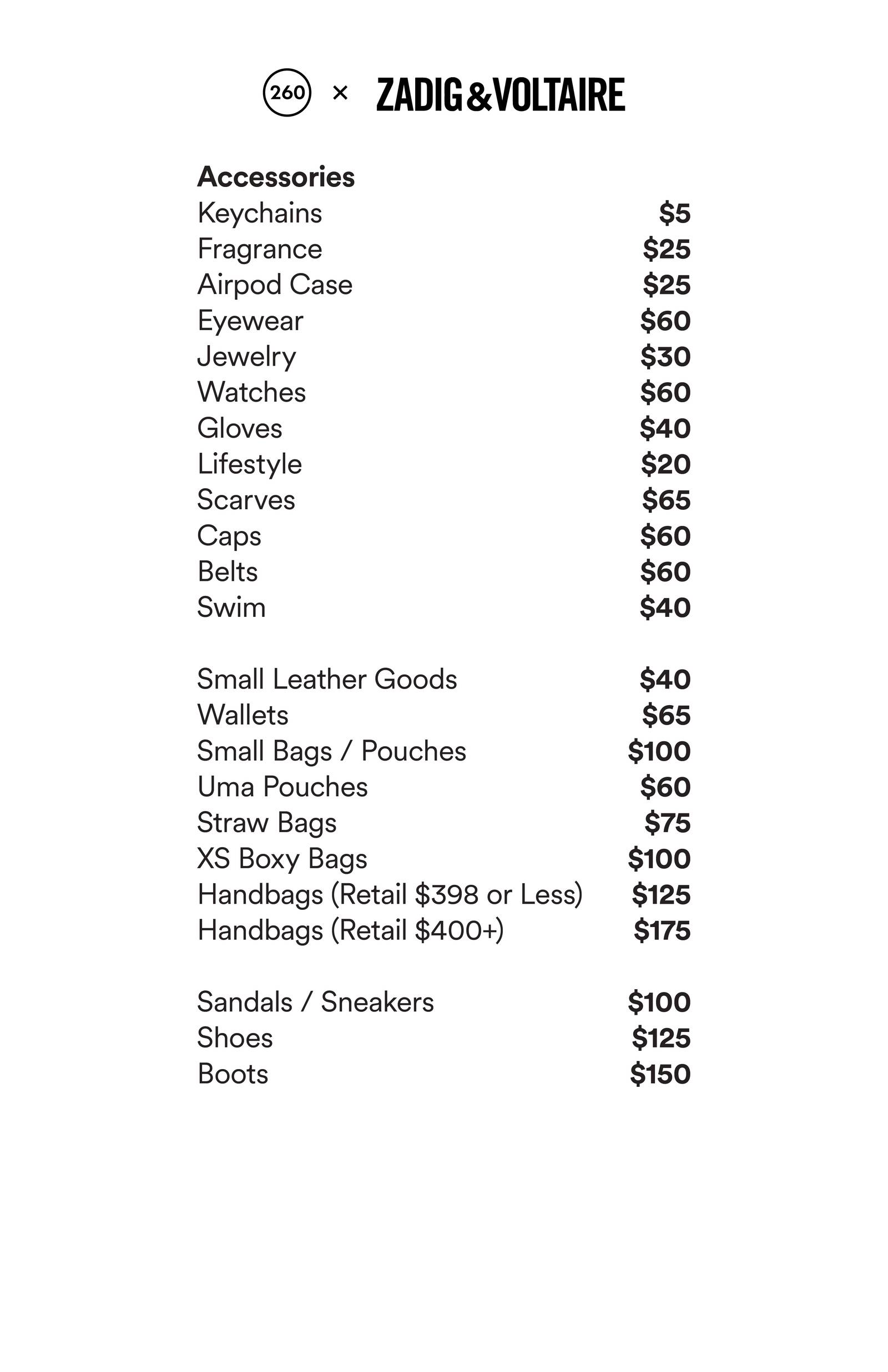 Price list