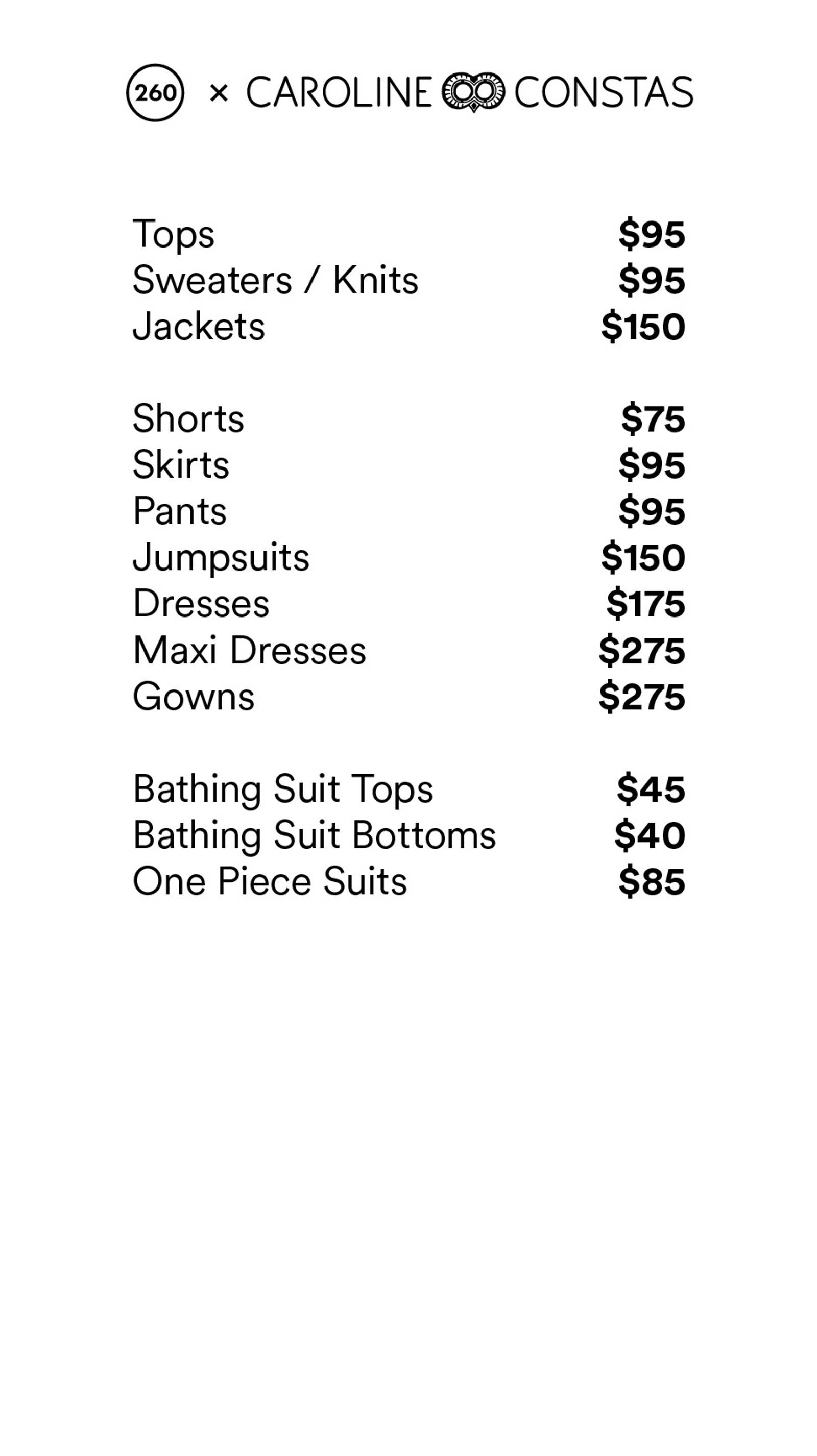 Price list