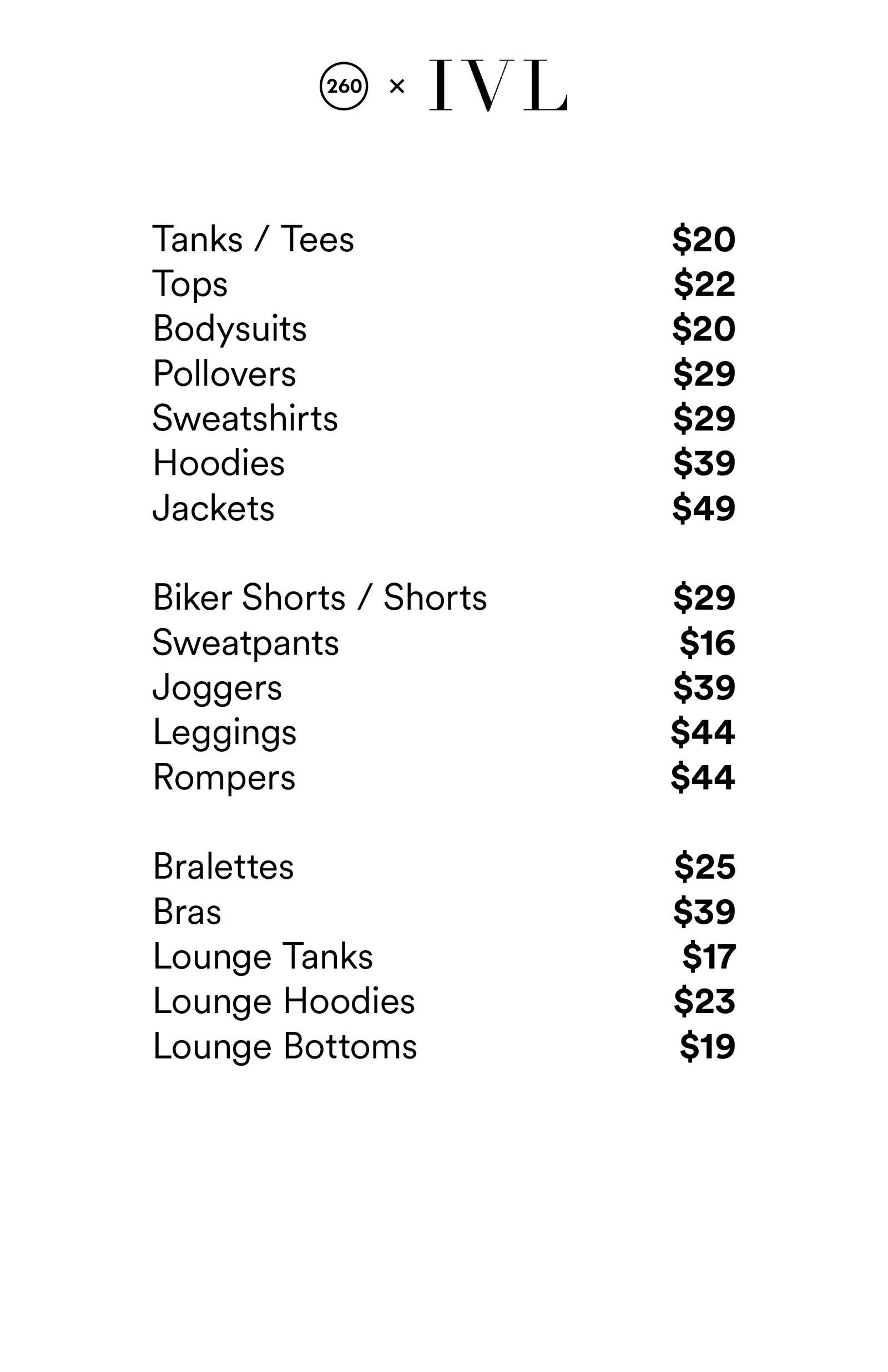 Price list