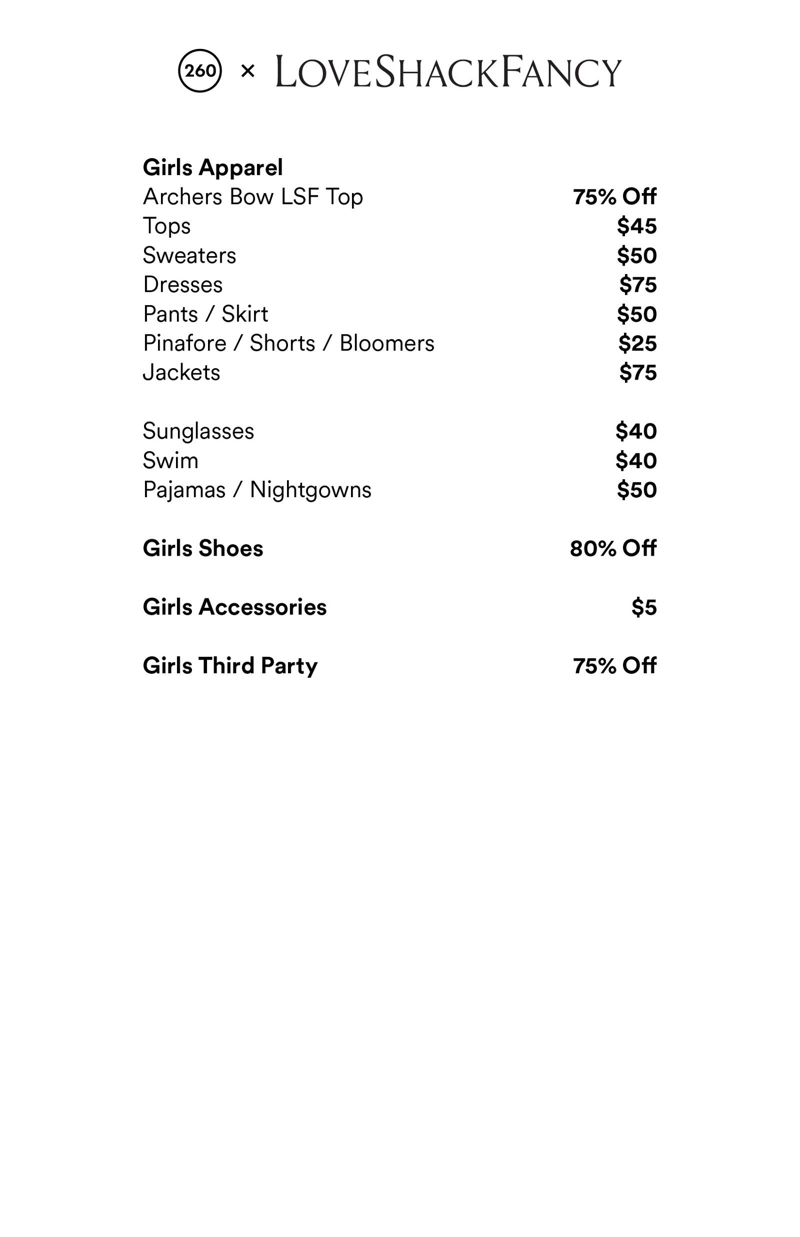 Price list