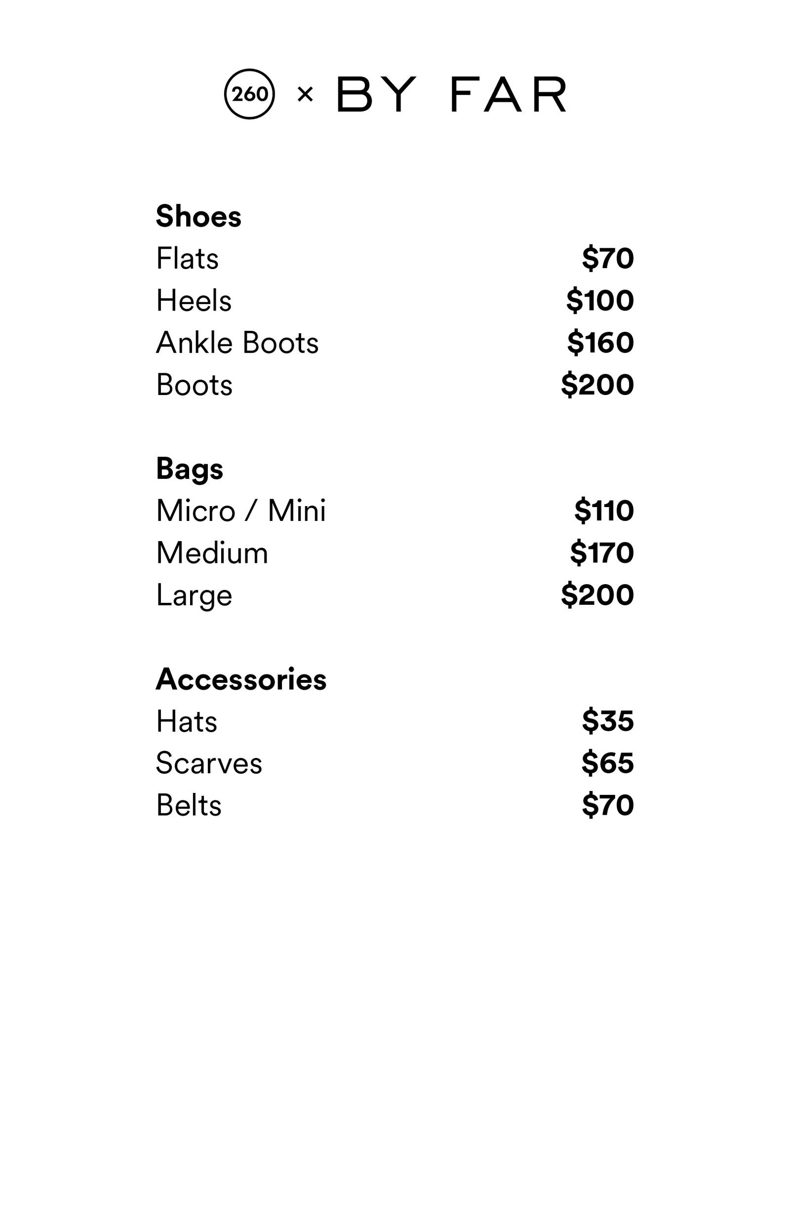 Price list