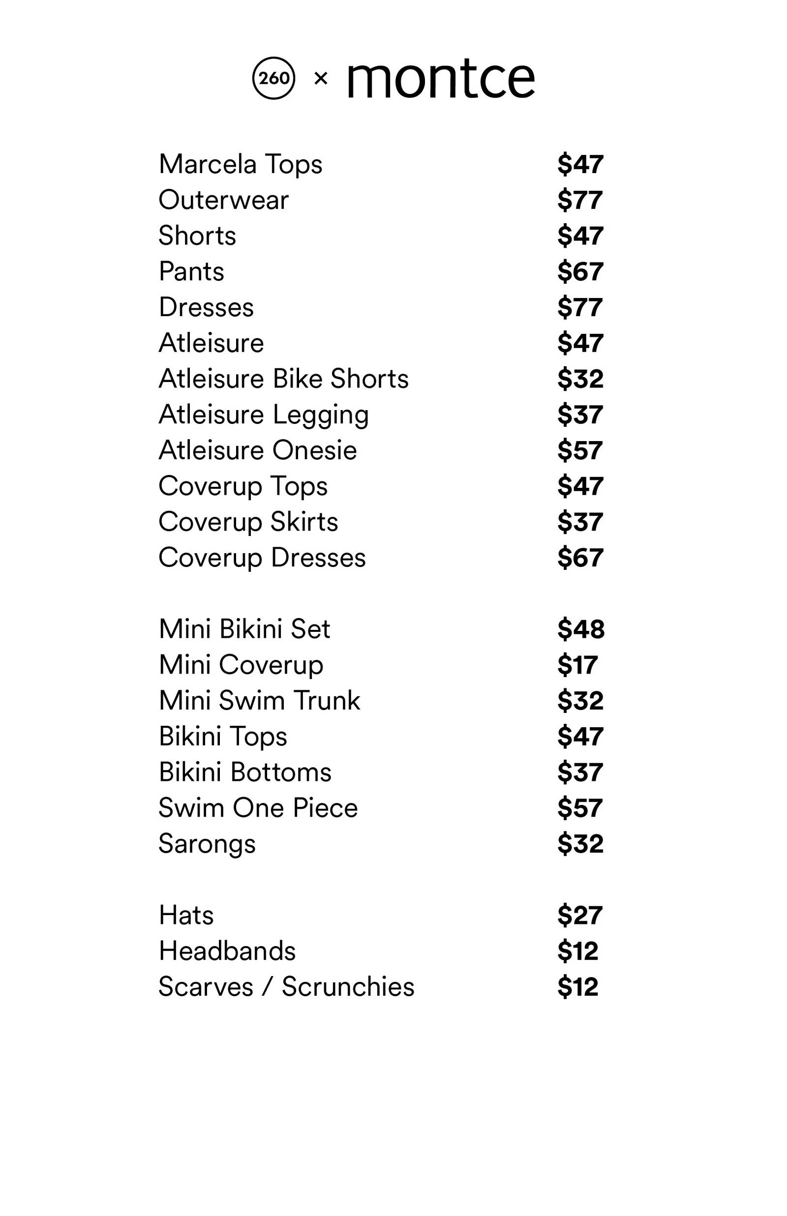 Price list