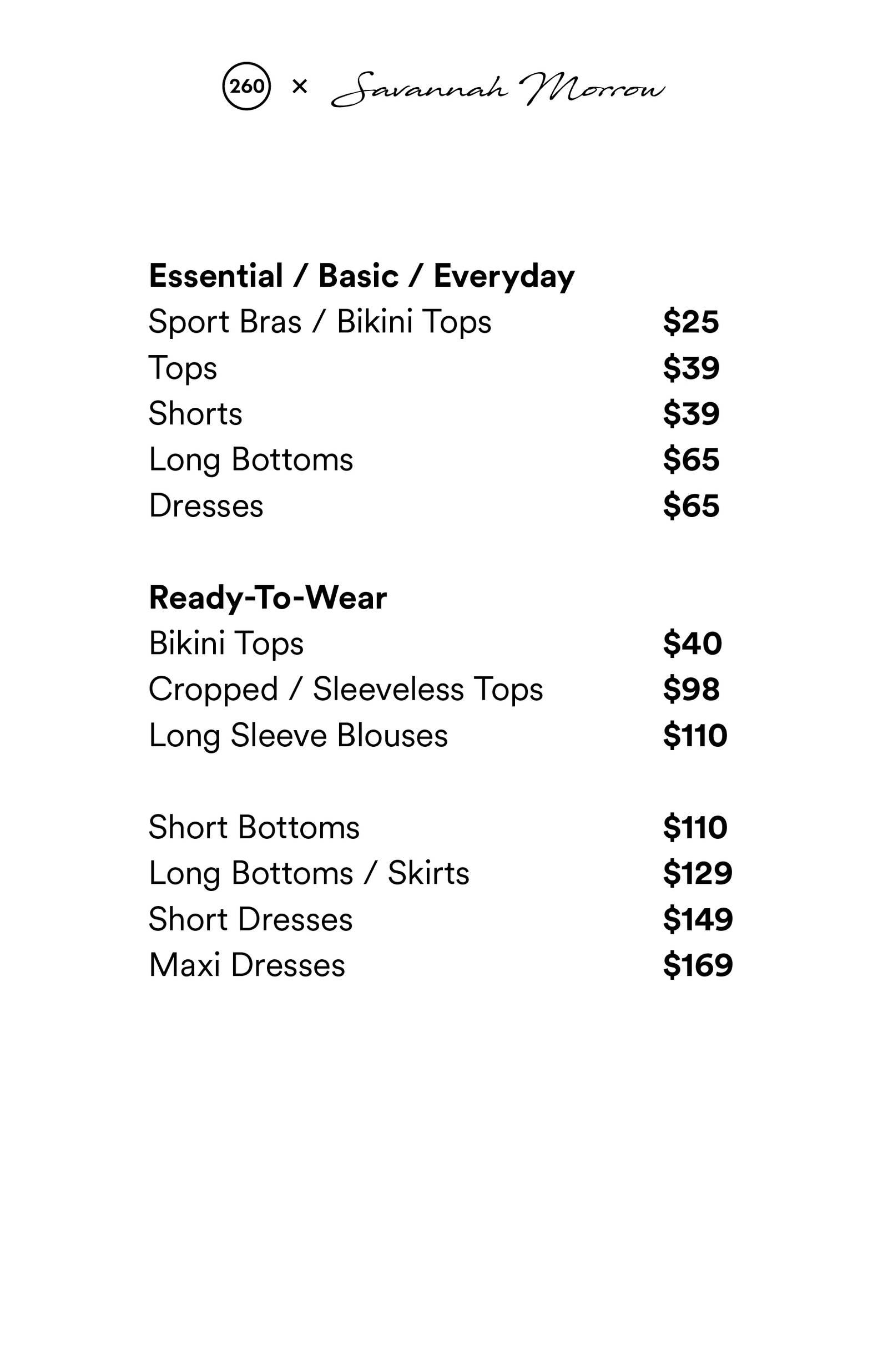 Price list