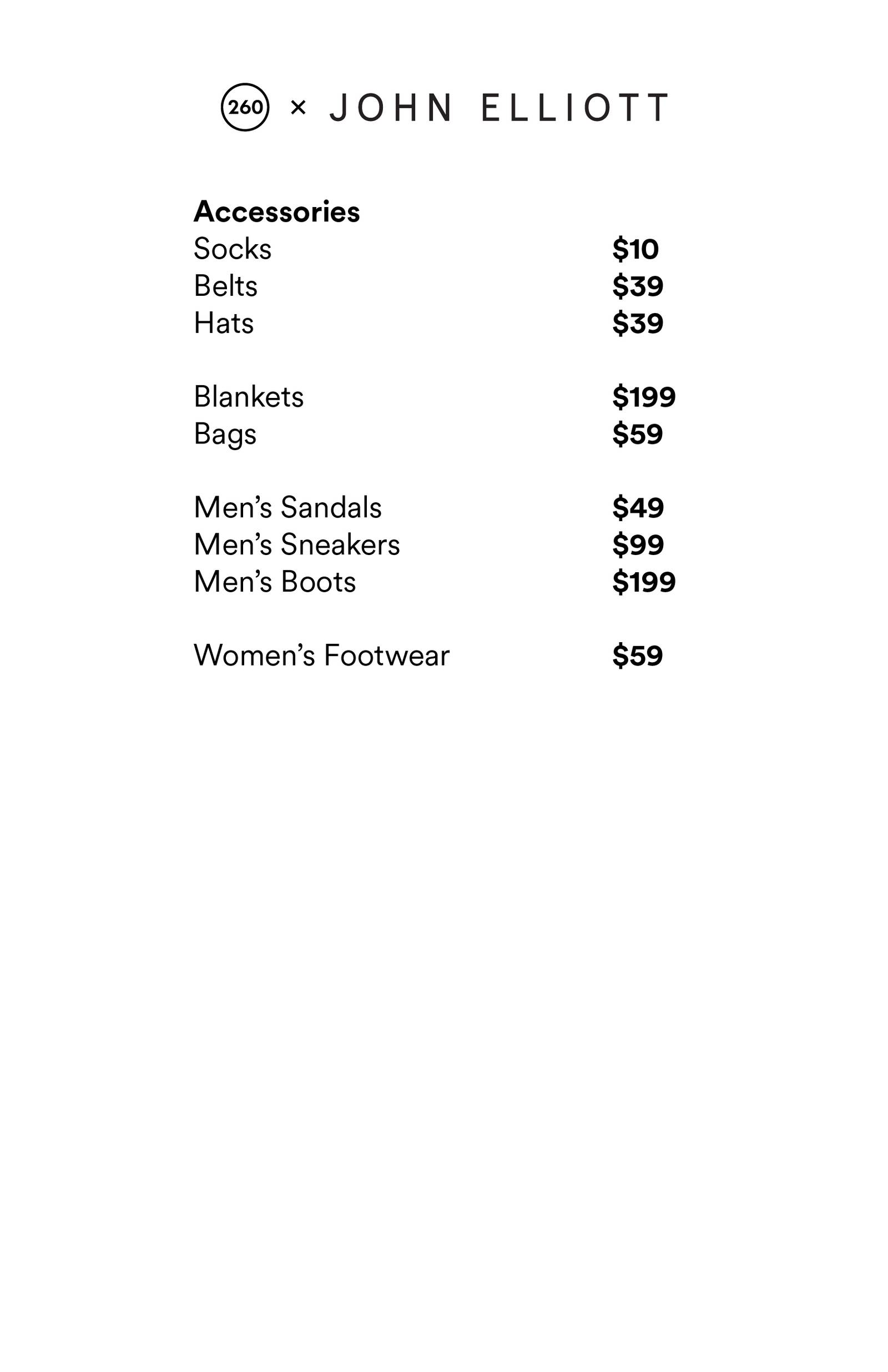 Price list