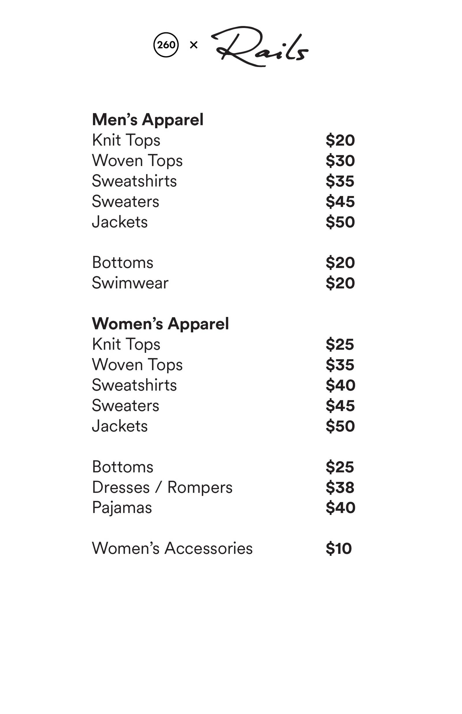 Price list