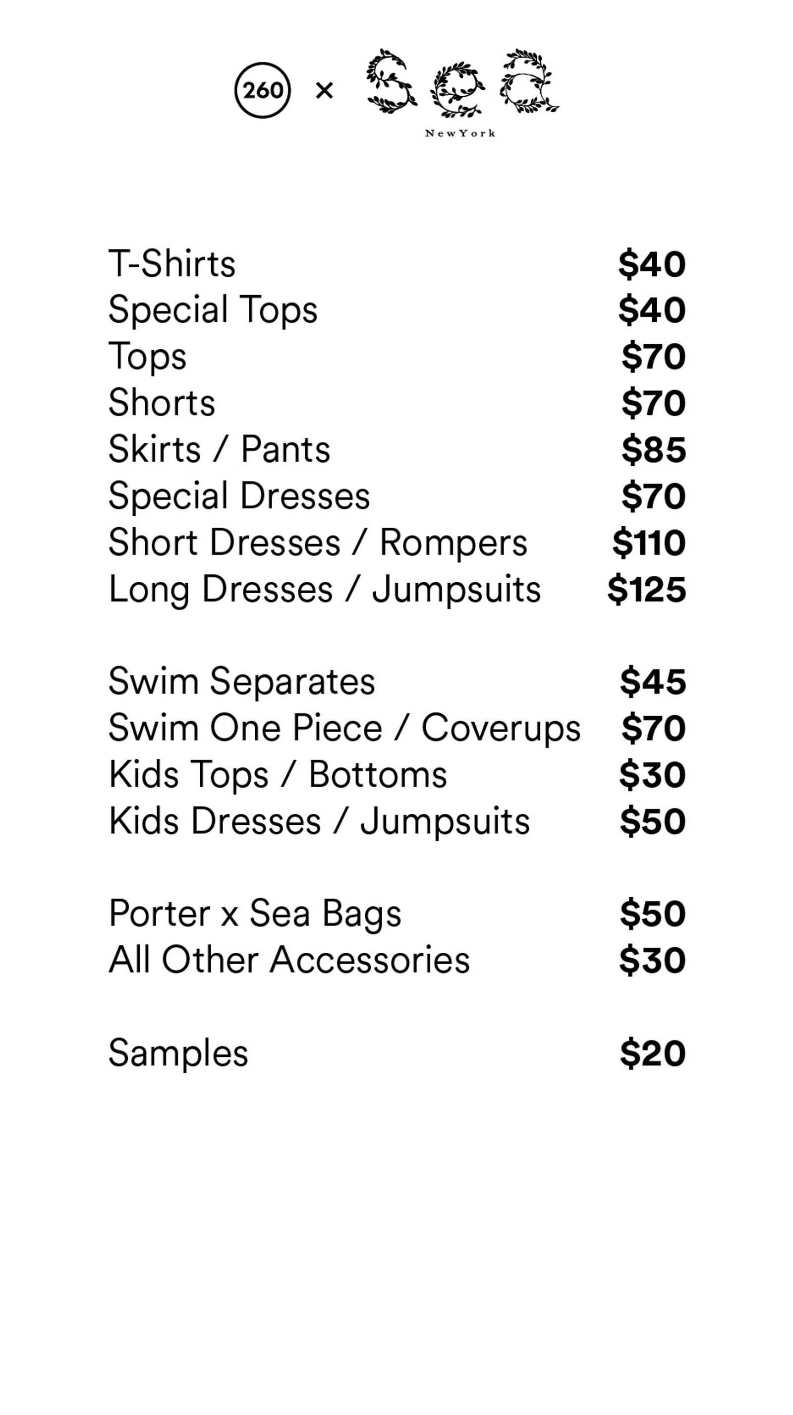 Price list