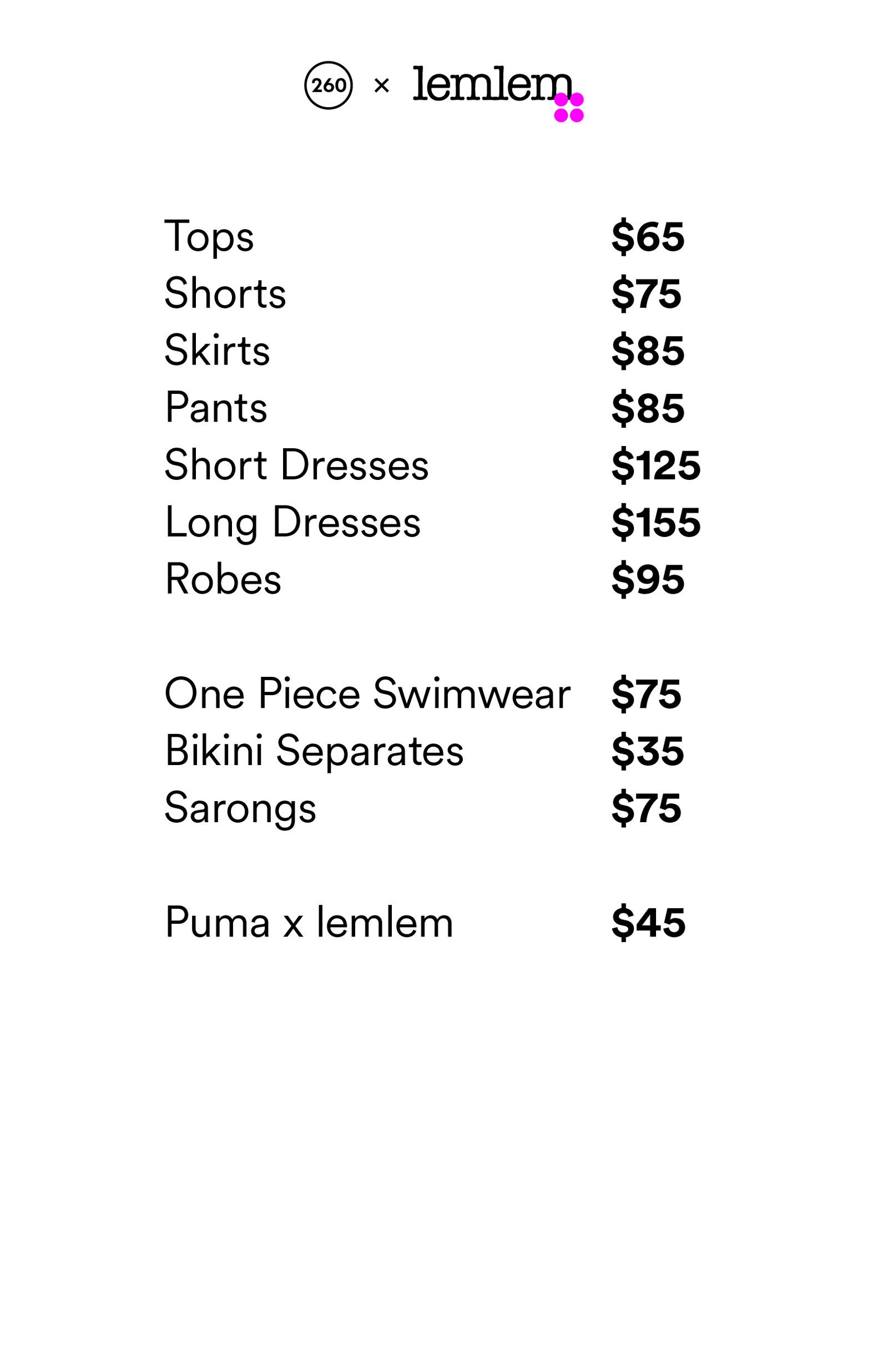 Price list