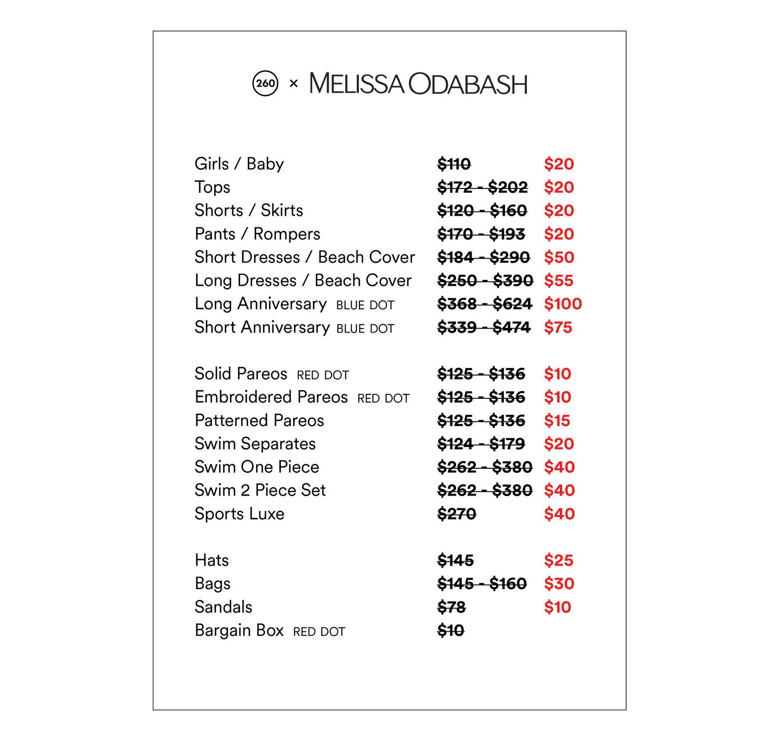 Price list