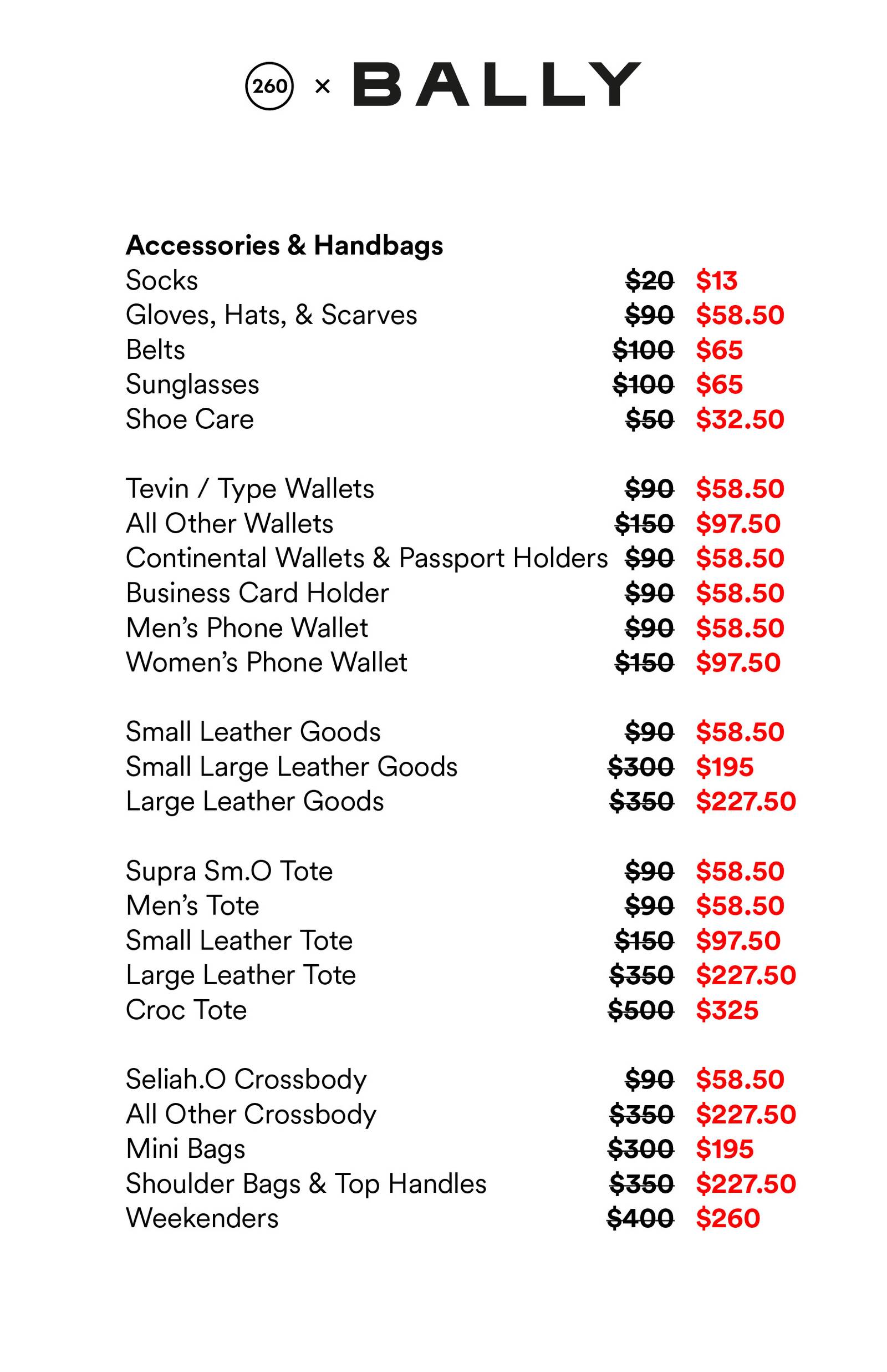 Price list