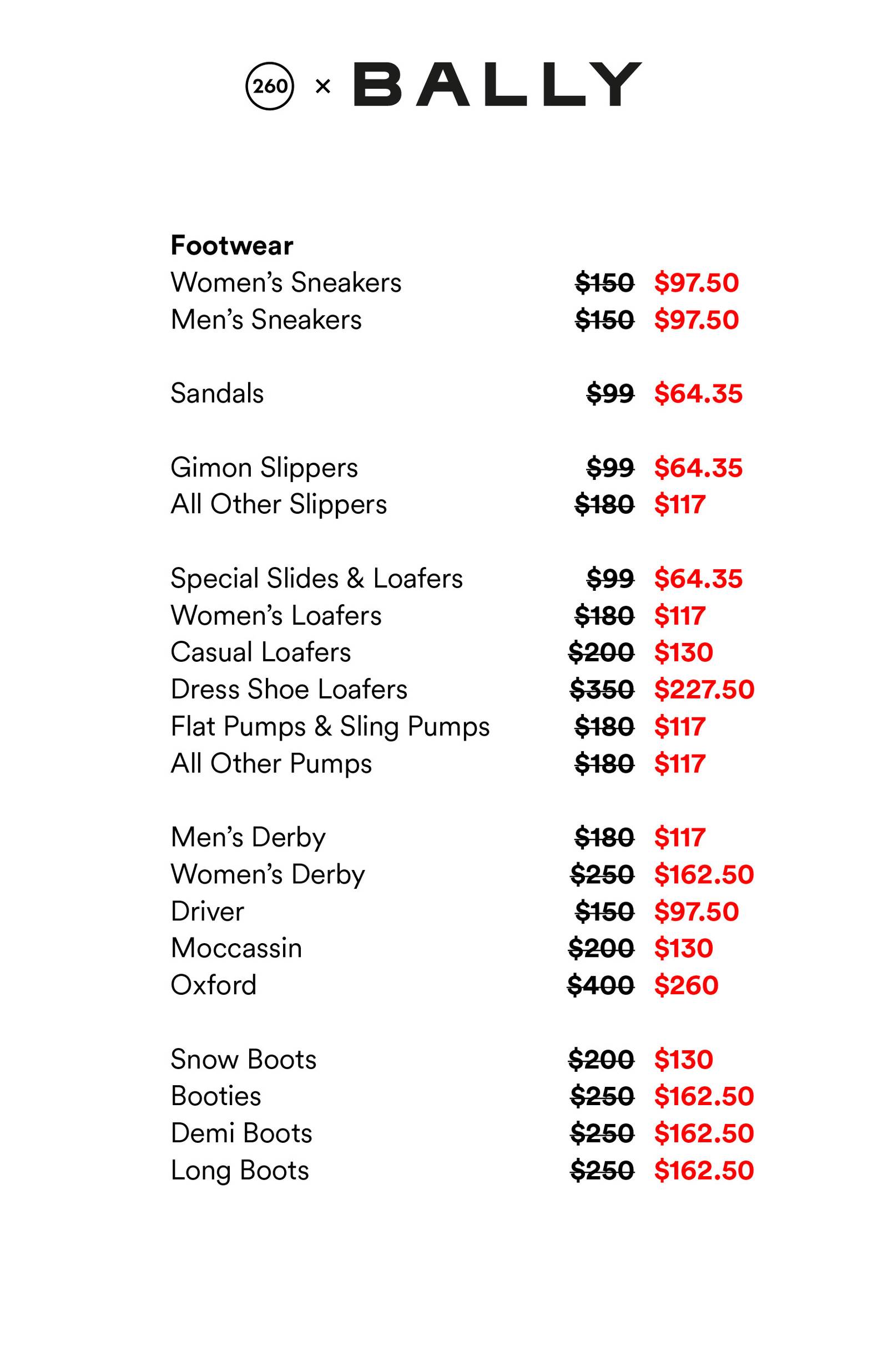 Price list