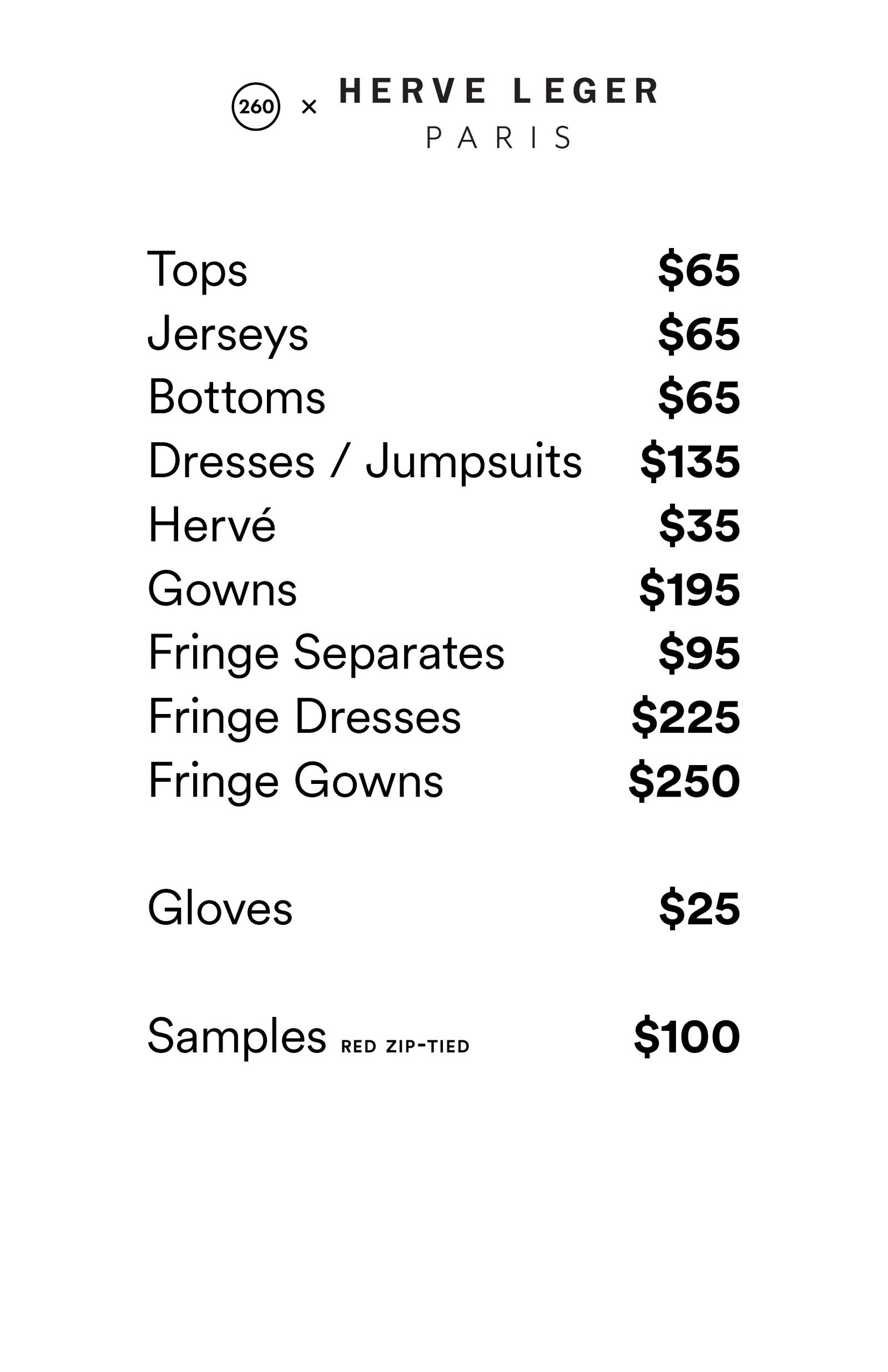 Price list