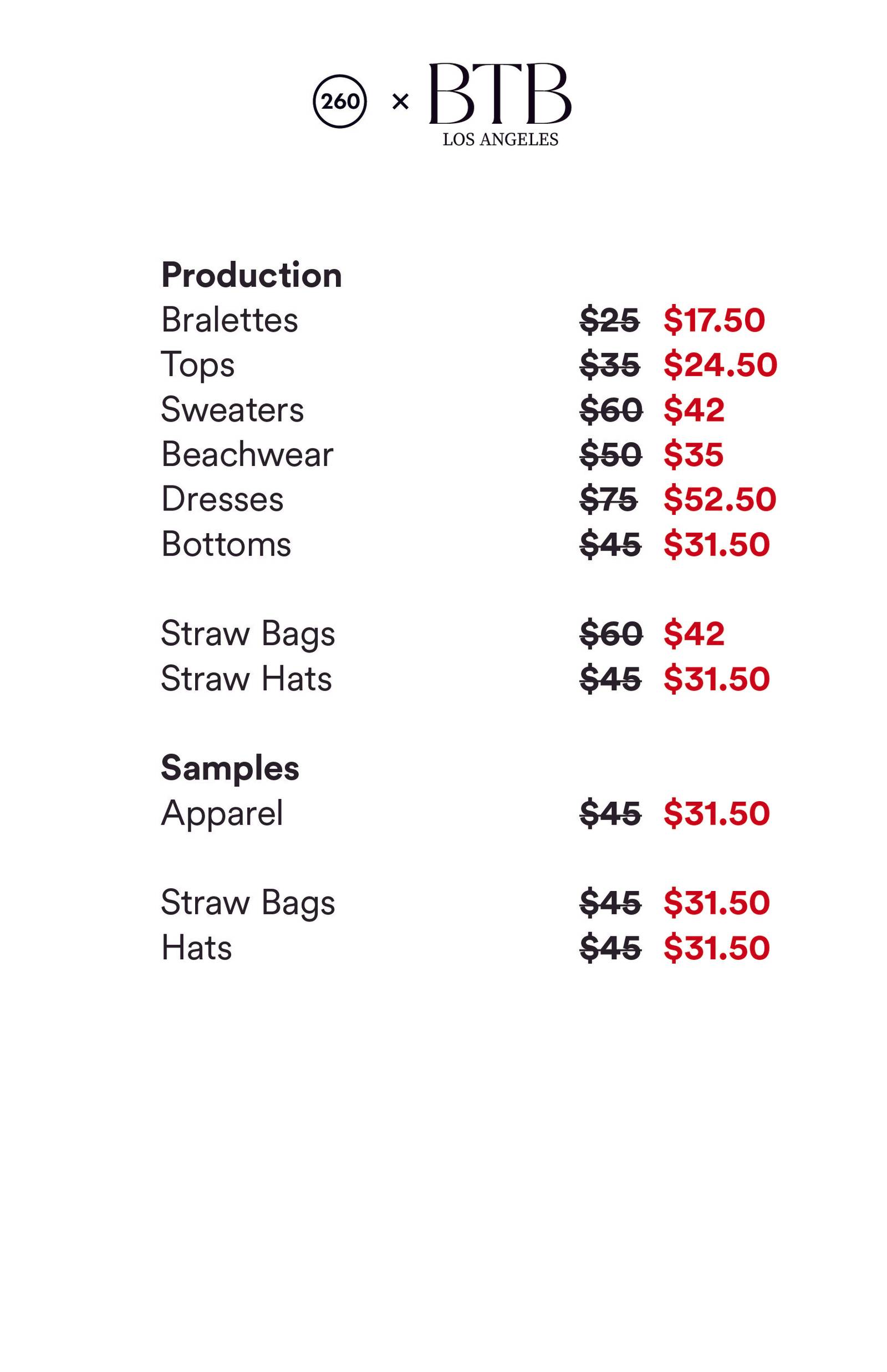 Price list