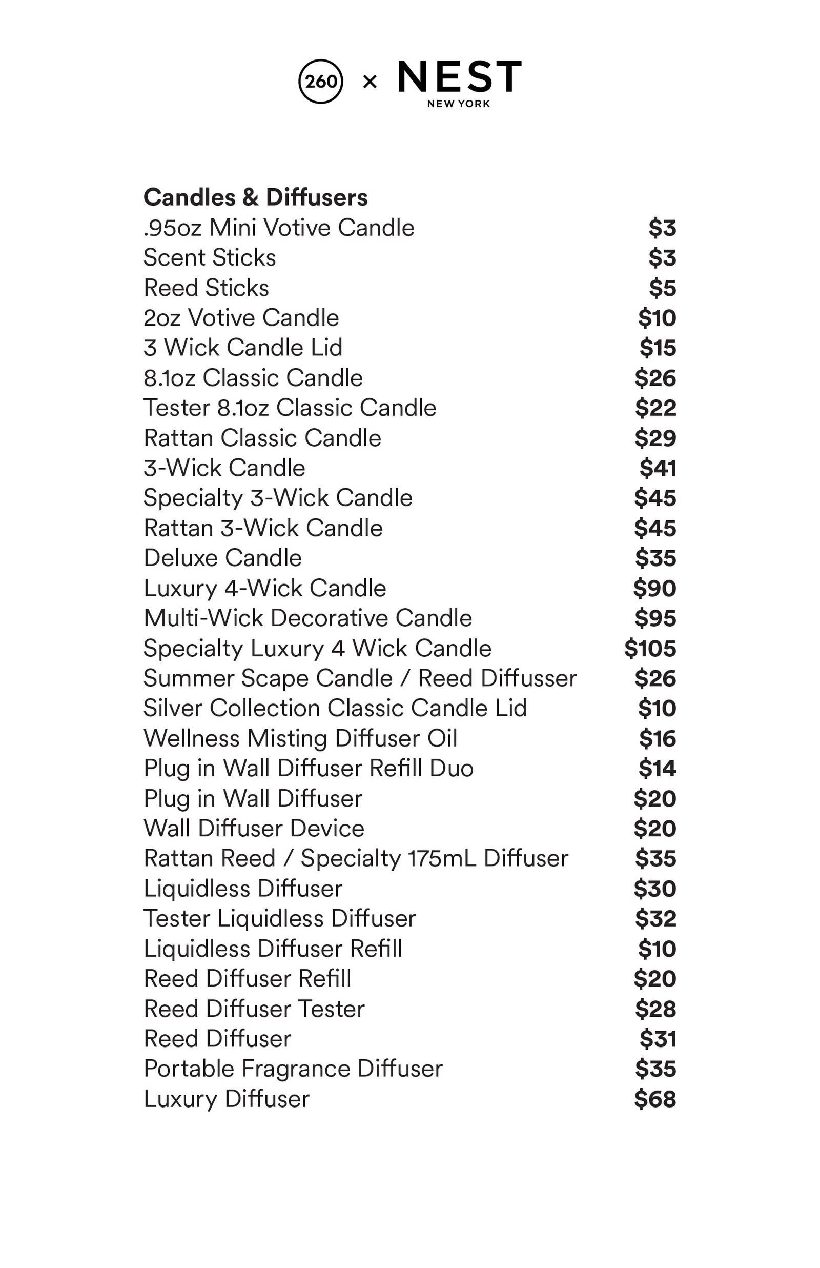 Price list