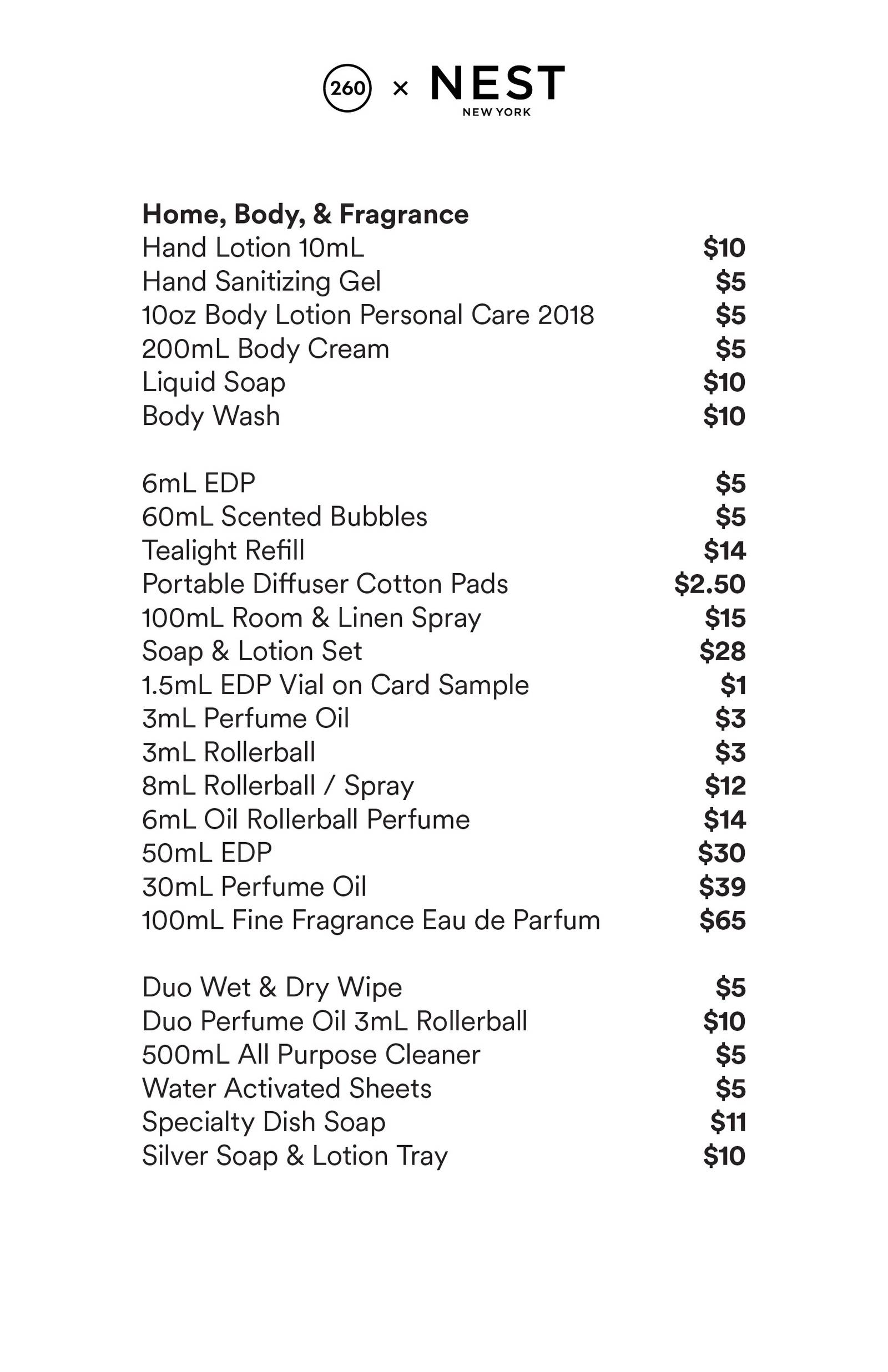 Price list