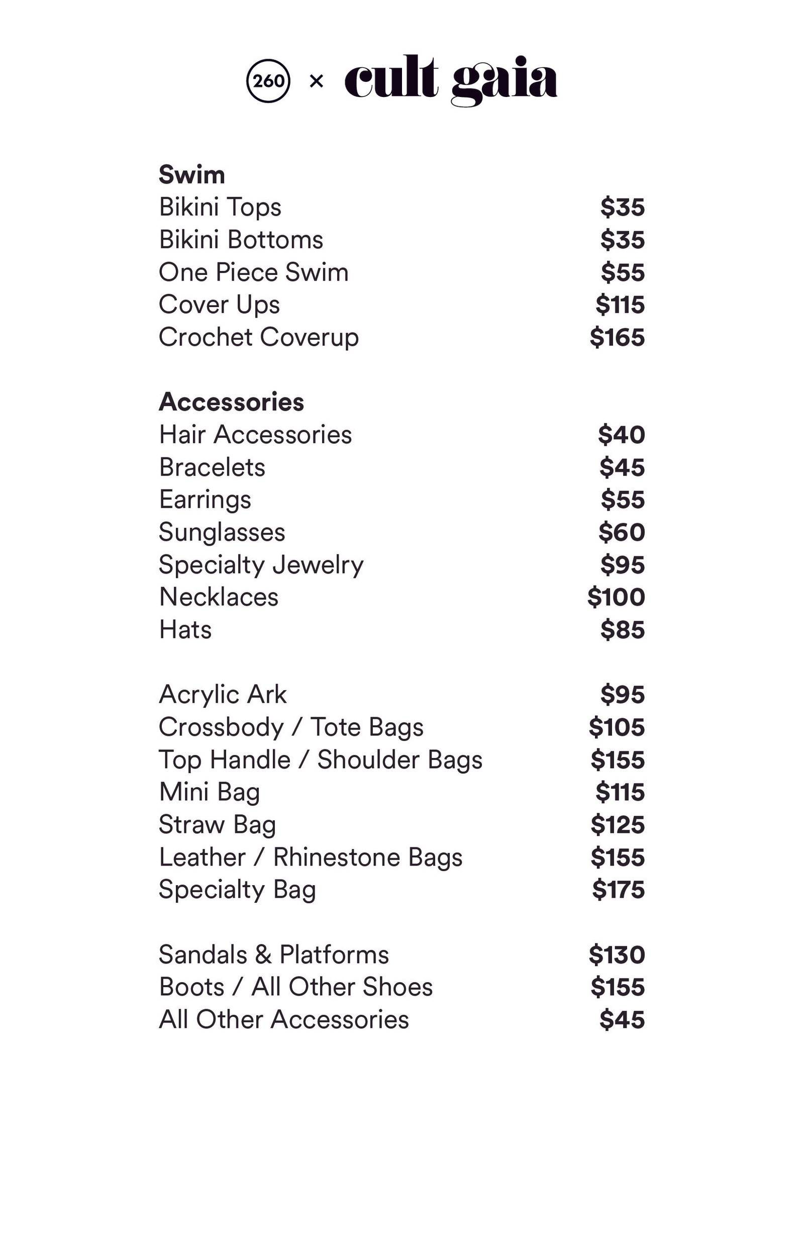 Price list