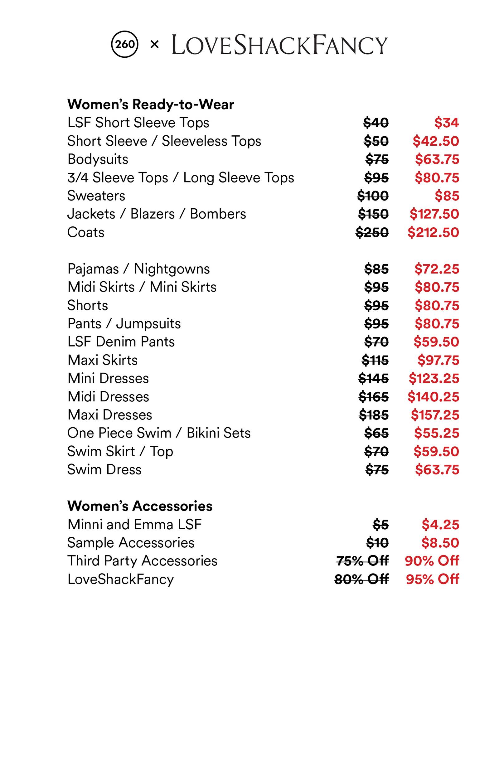 Price list