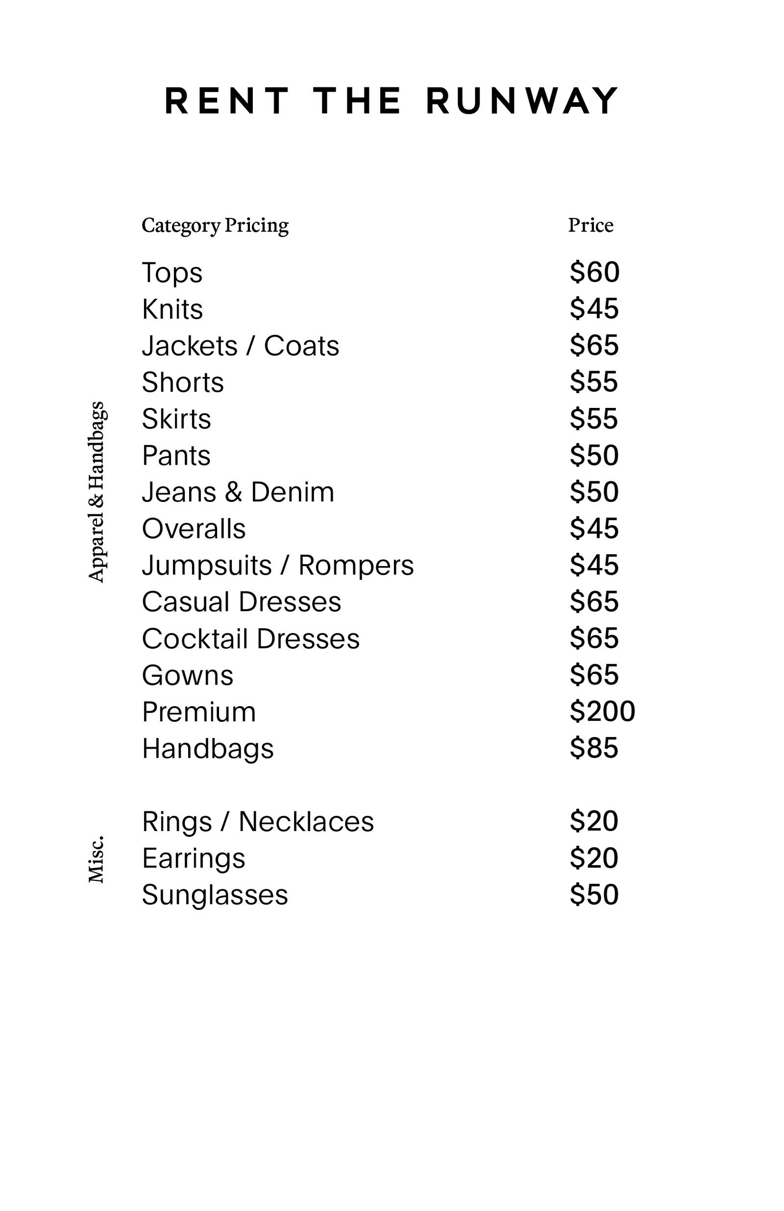 Price list