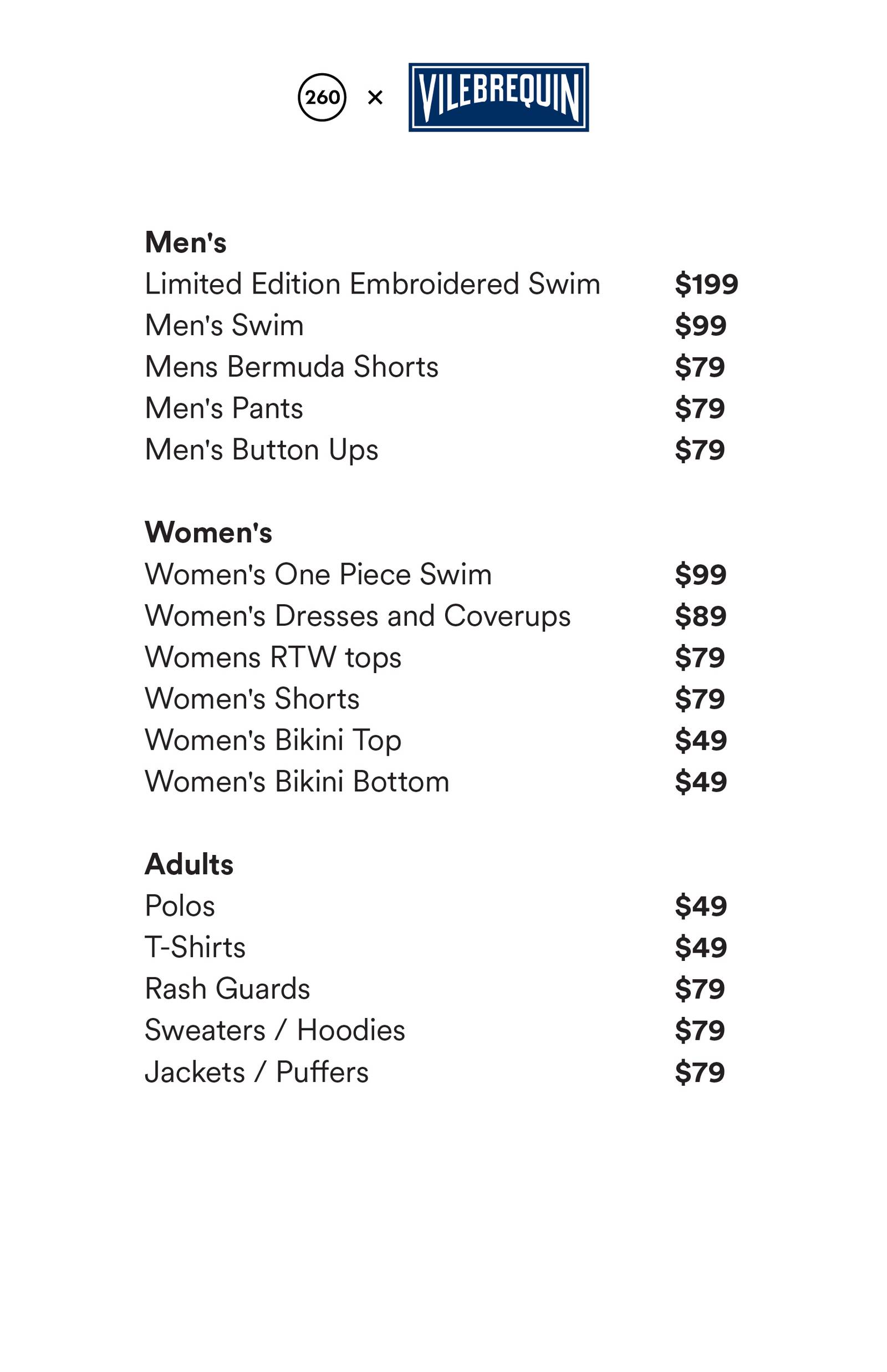 Price list