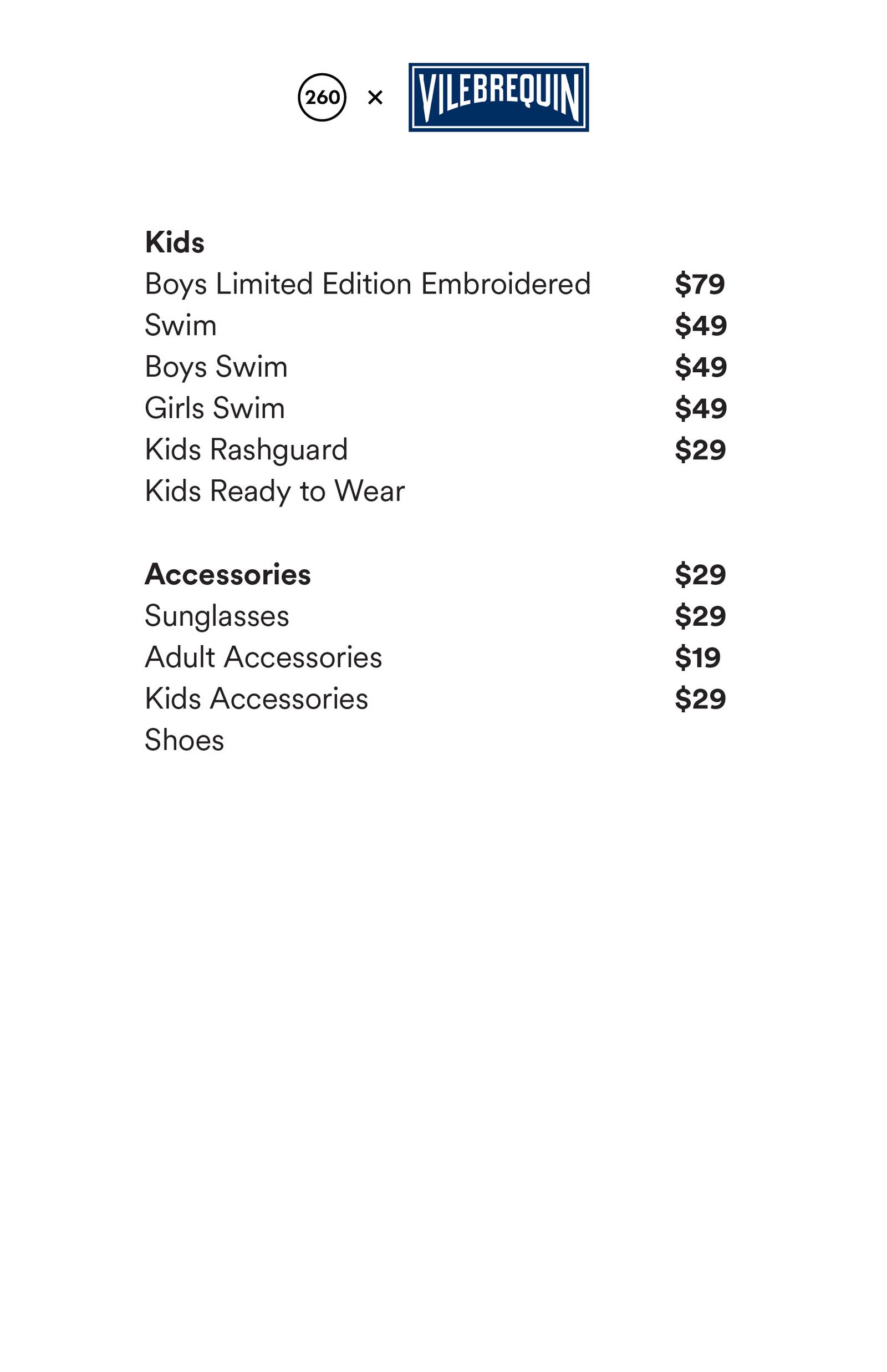 Price list