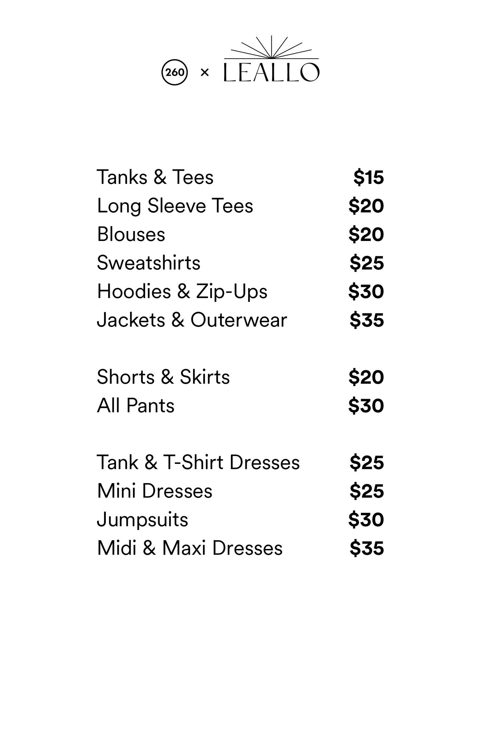 Price list