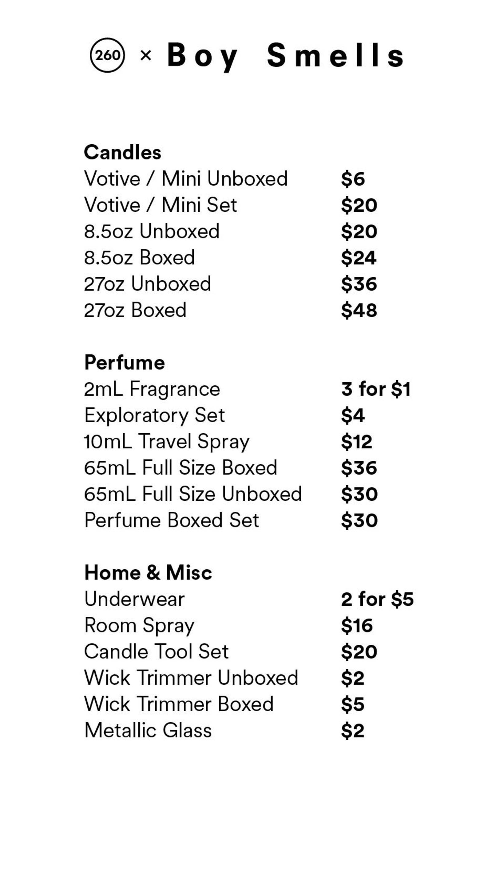 Price list