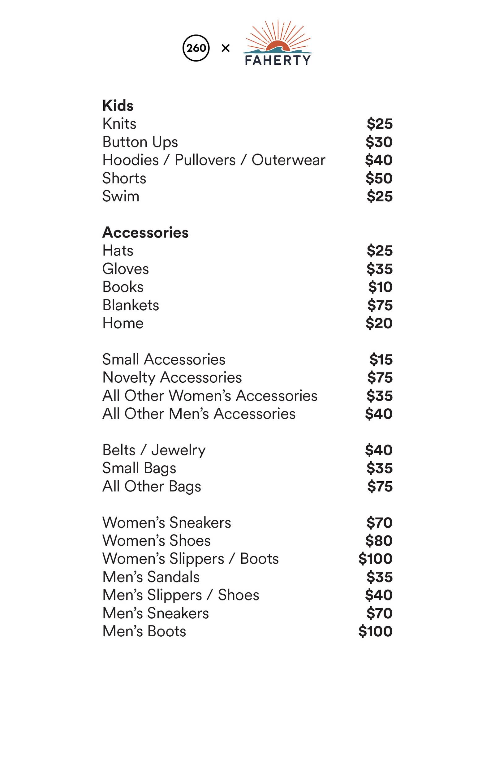 Price list