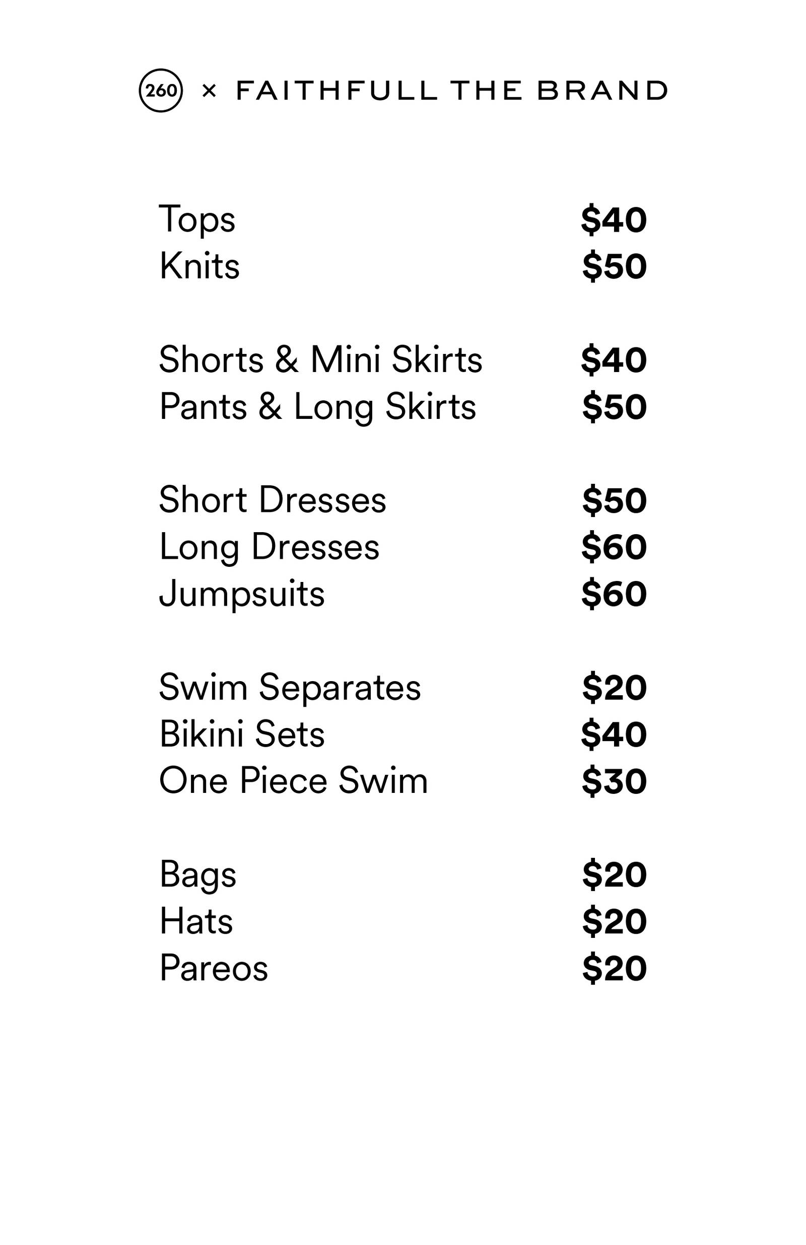 Price list