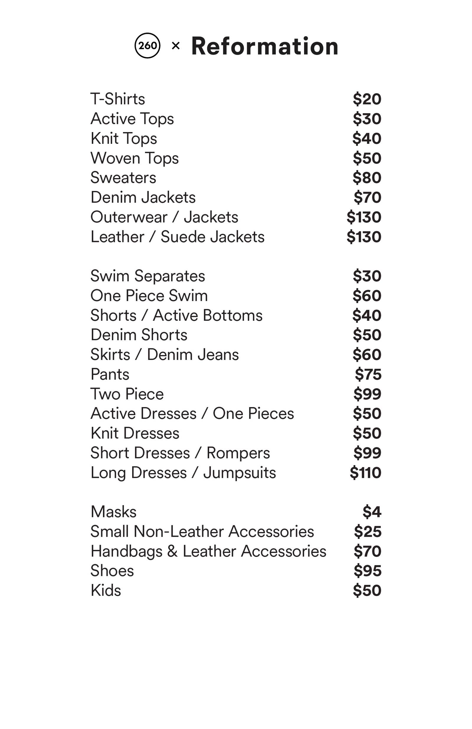 Price list