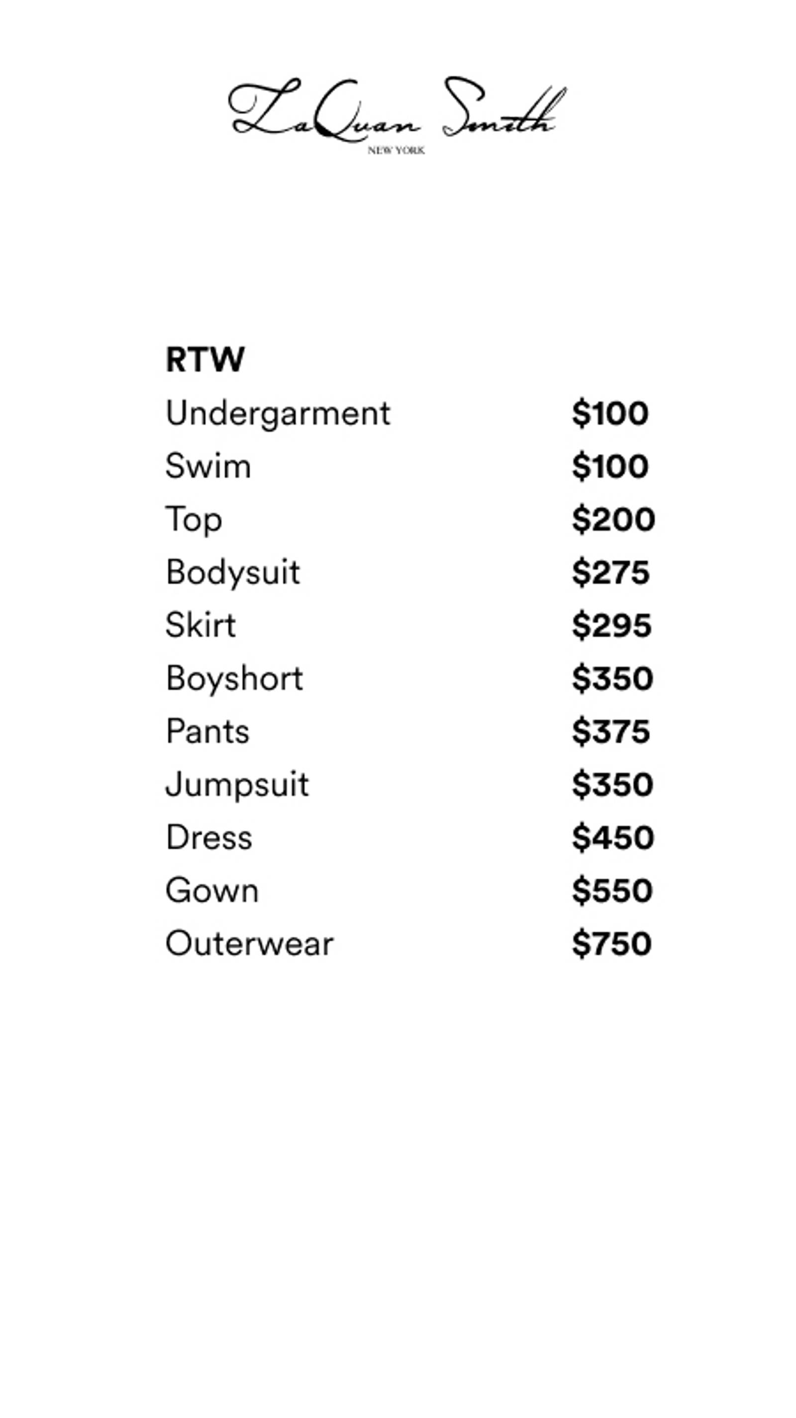 Price list