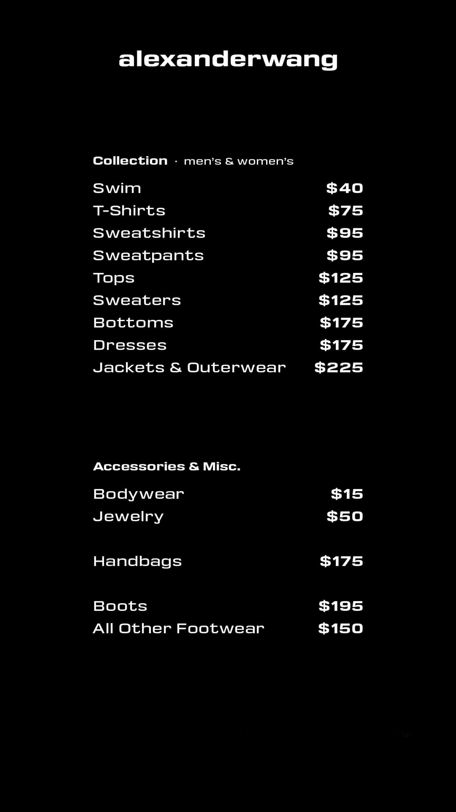 Price list