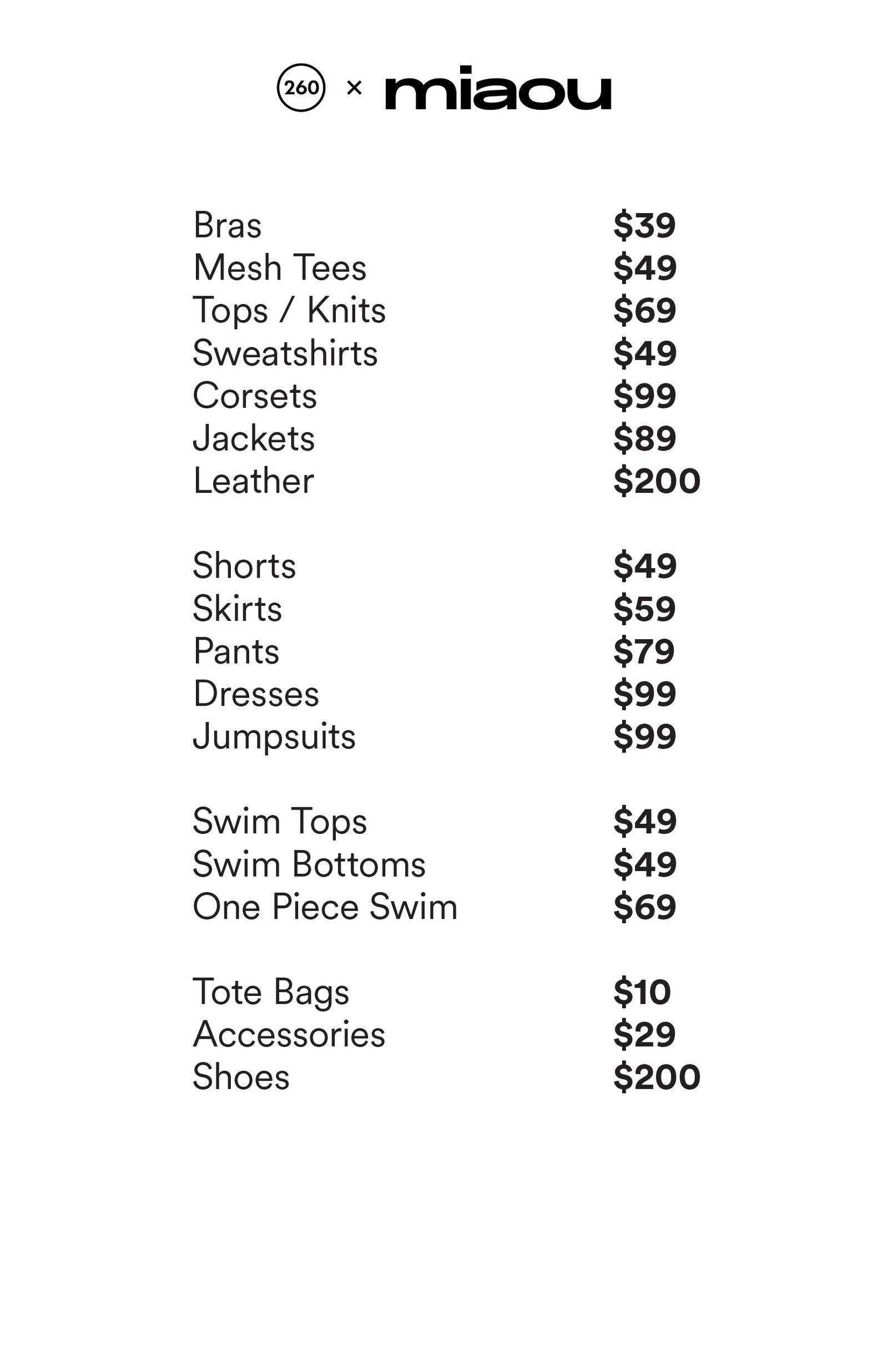 Price list