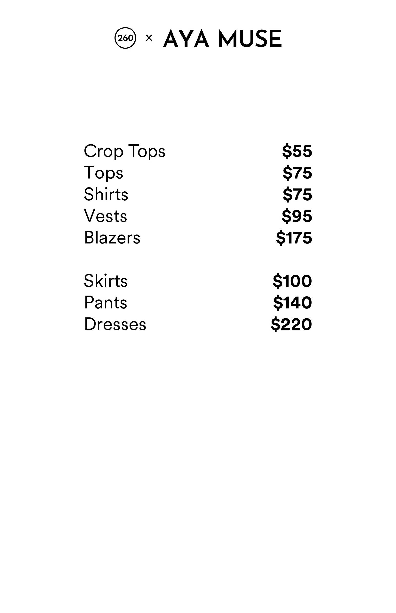 Price list