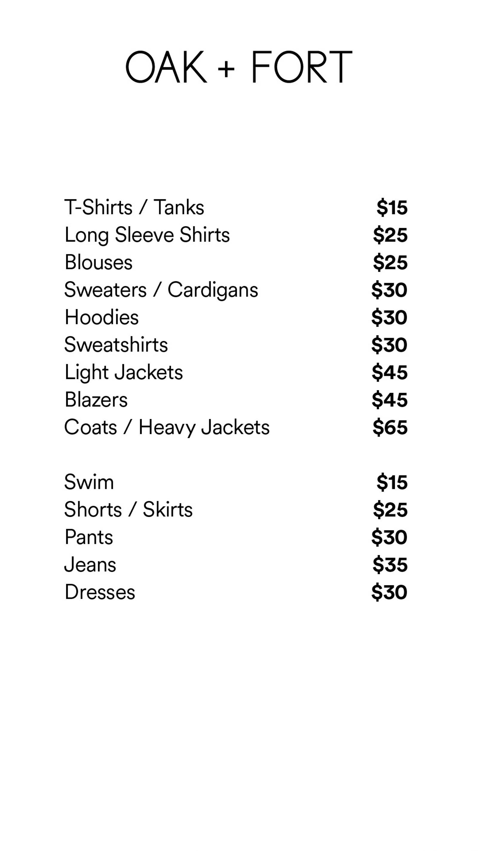 Price list