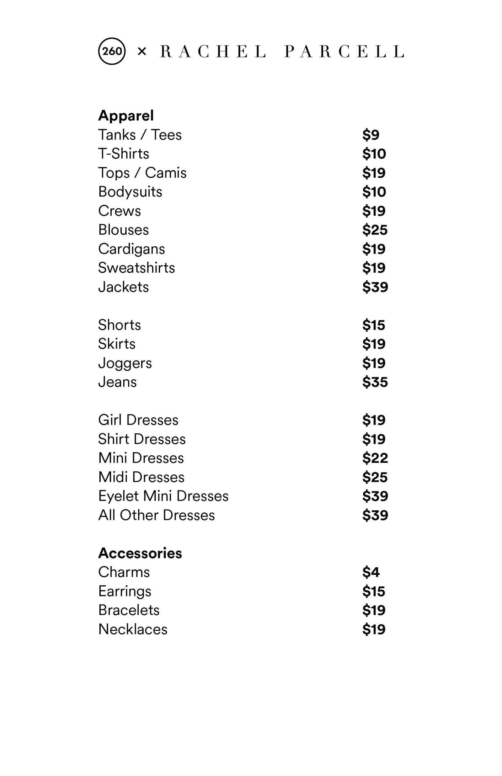 Price list