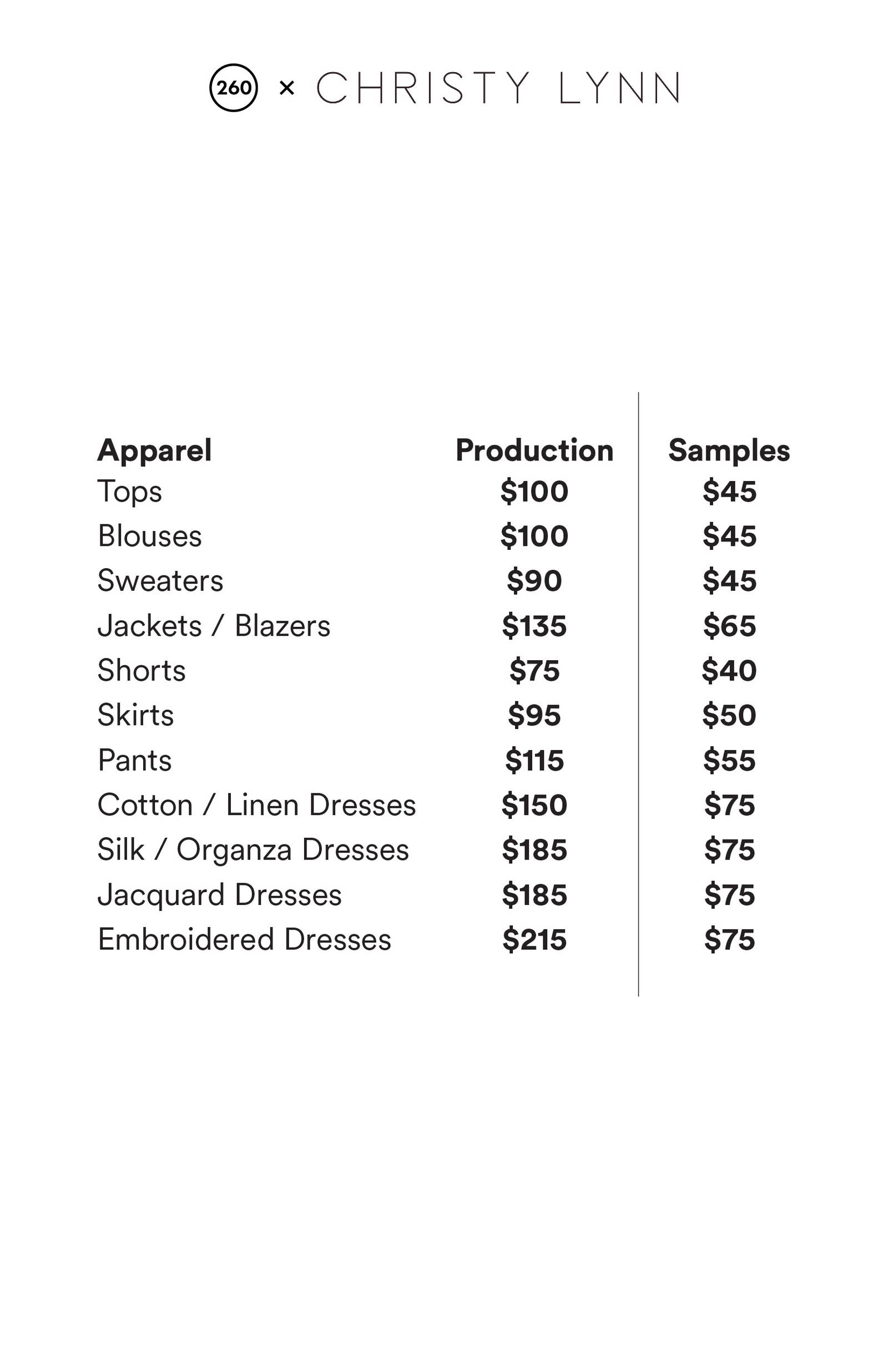 Price list