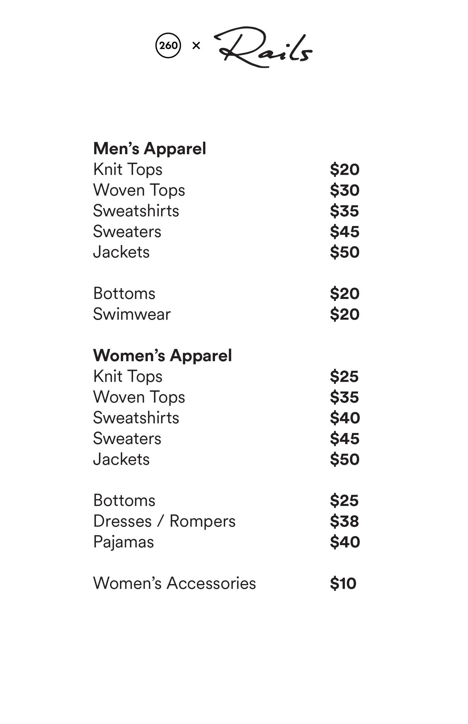 Price list