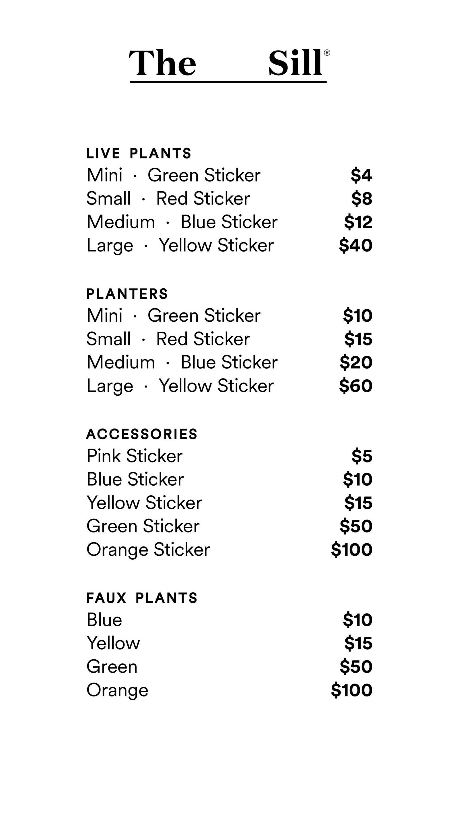 Price list